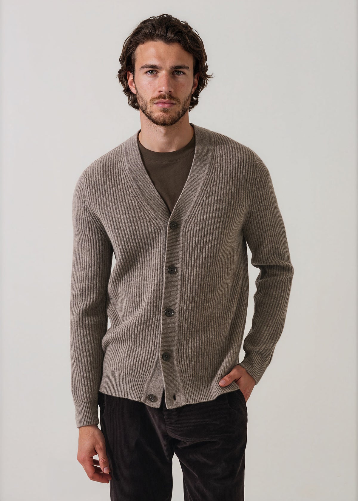 Merino-Cashmere Ribbed Button Cardigan - PATRICK ASSARAF
