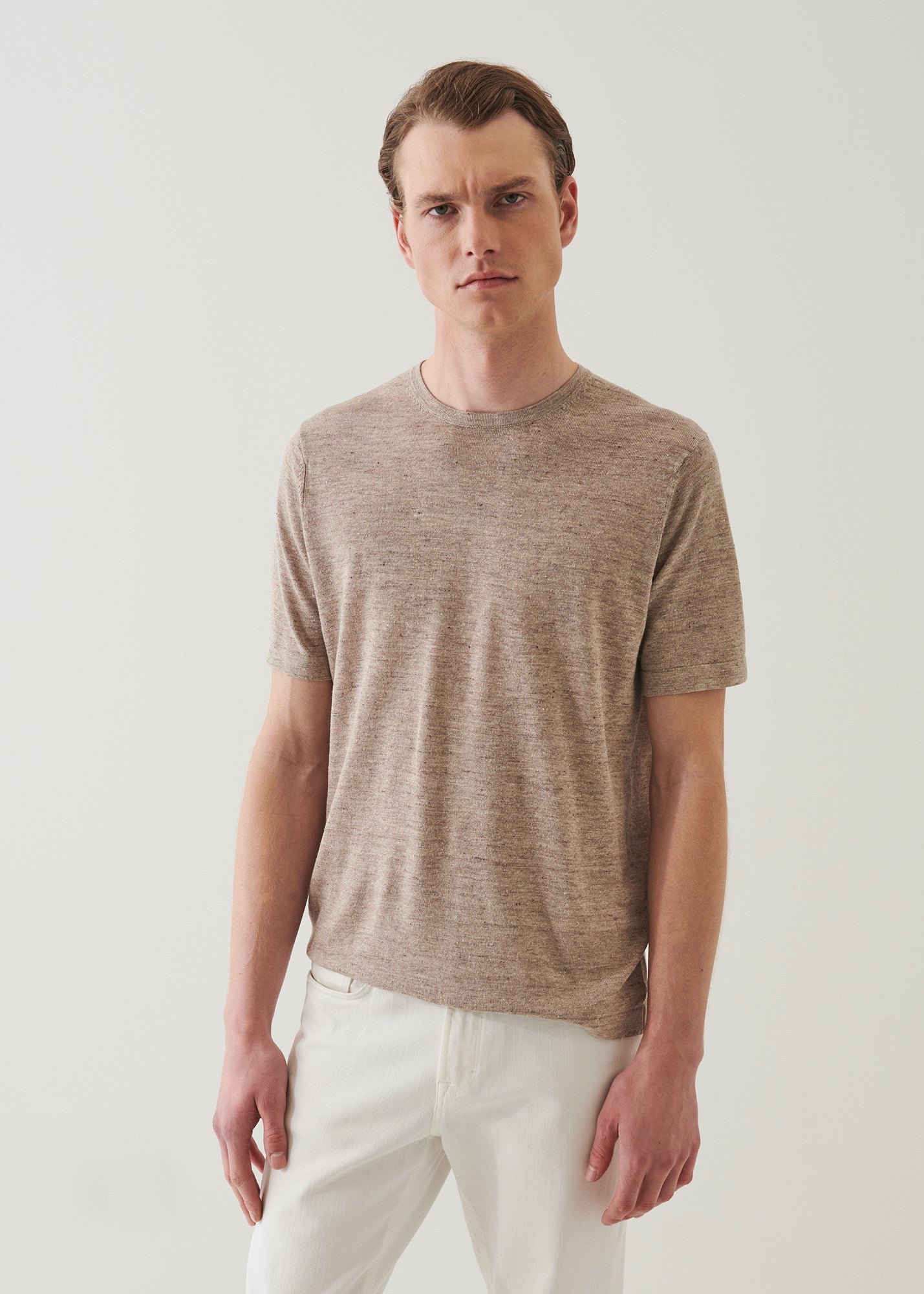 Linen Silk Blend Short Sleeve Crewneck