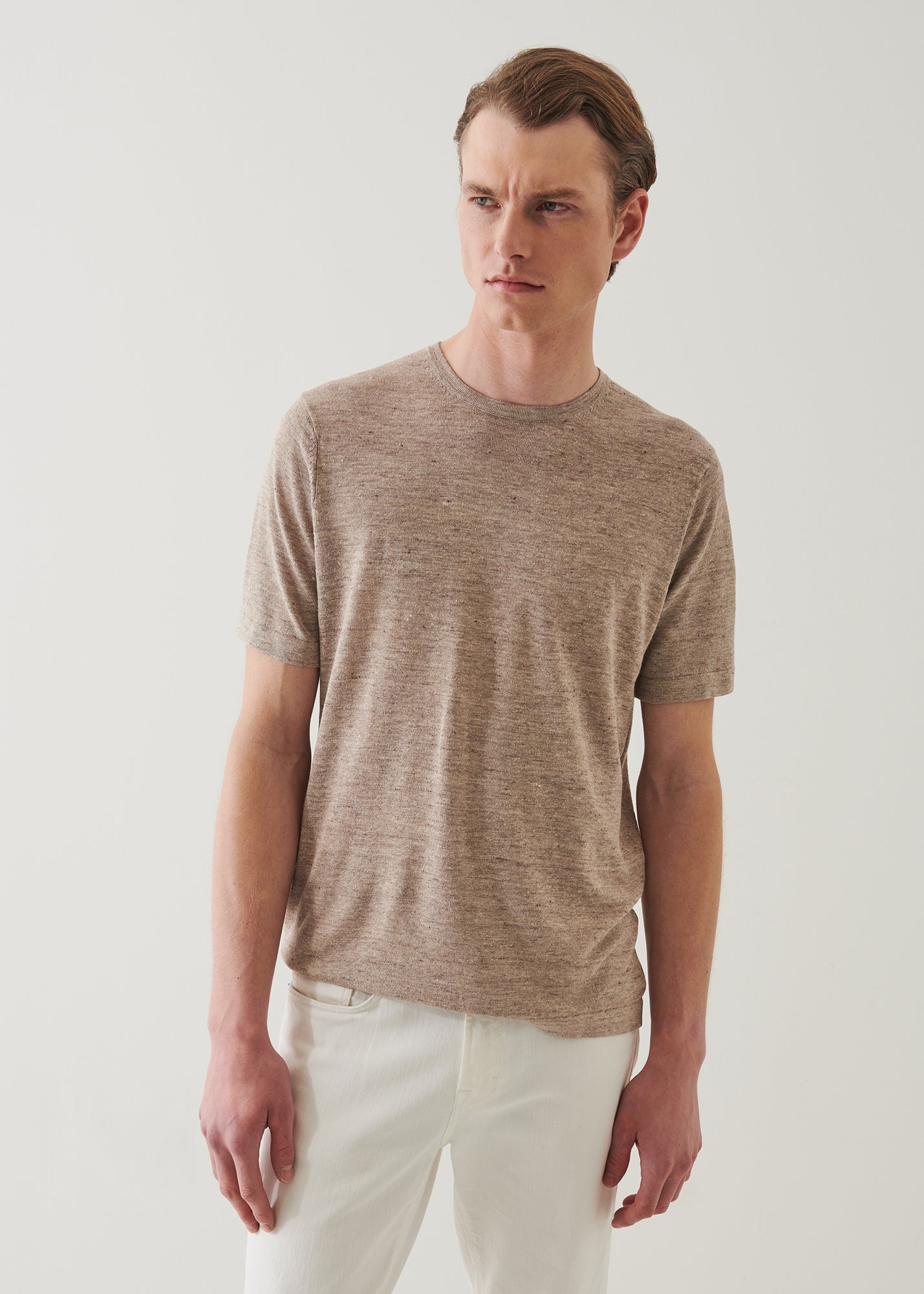 Linen Silk Blend Short Sleeve Crewneck