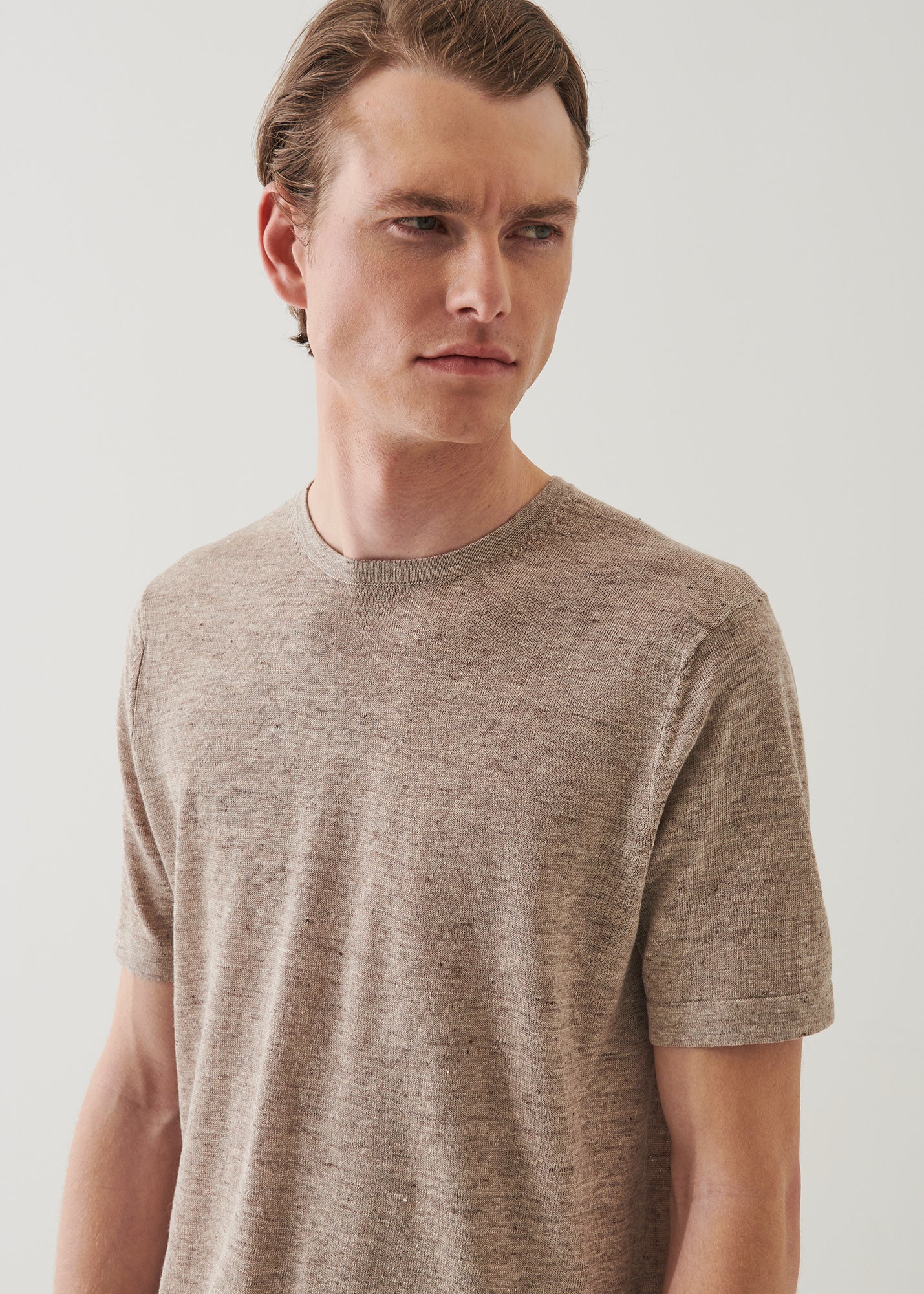 Linen Silk Blend Short Sleeve Crewneck