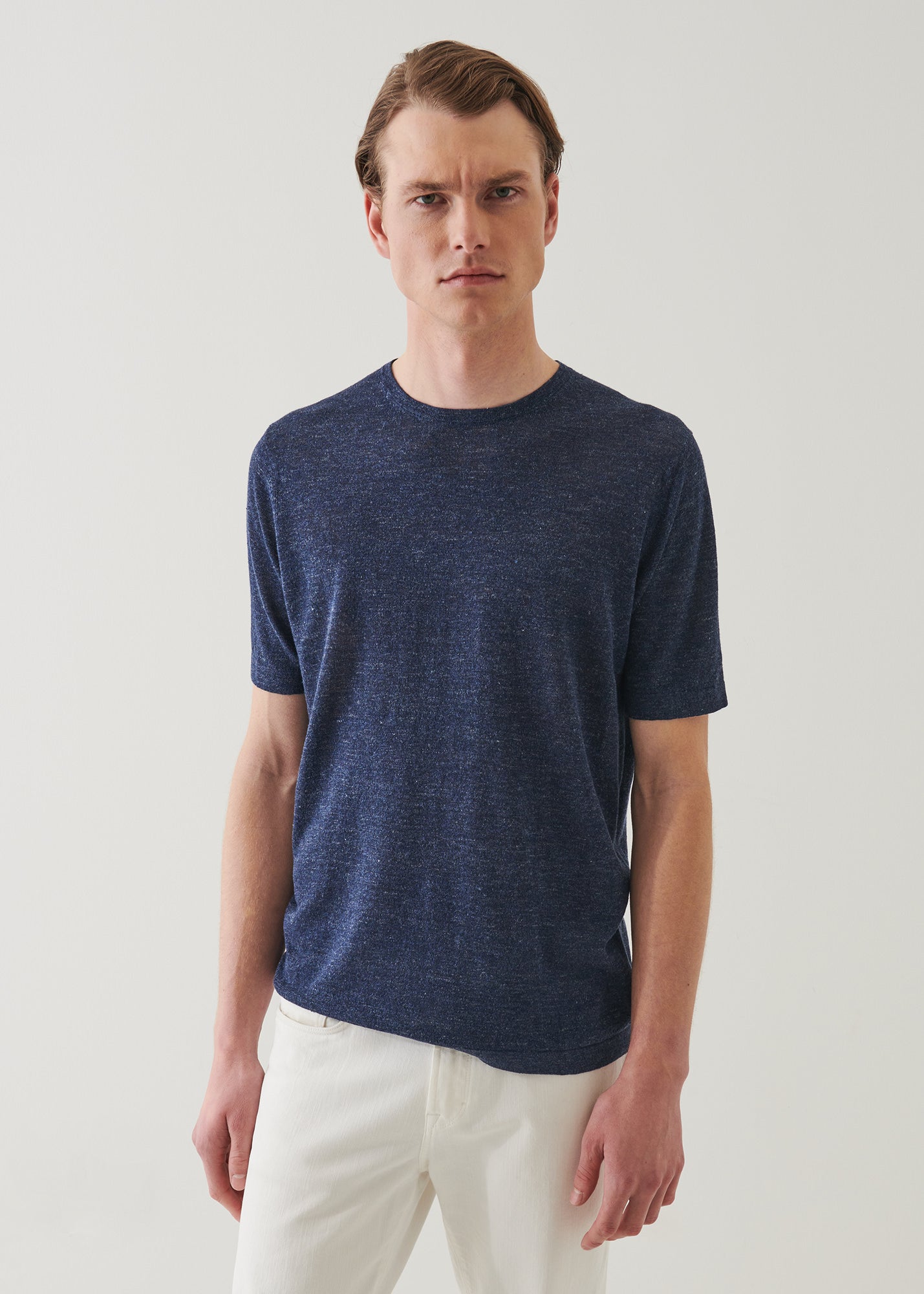 Linen Silk Blend Short Sleeve Crewneck