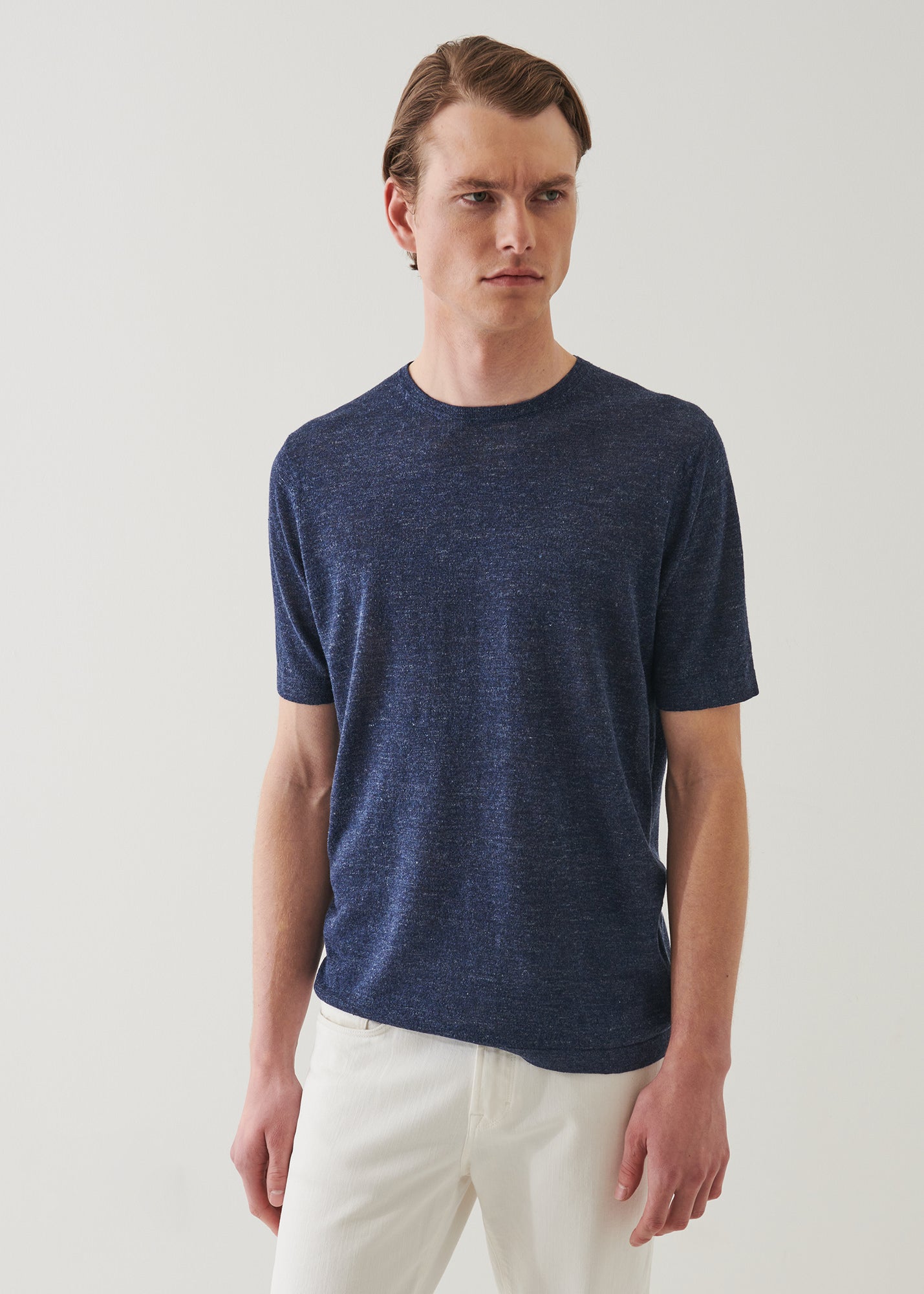 Linen Silk Blend Short Sleeve Crewneck