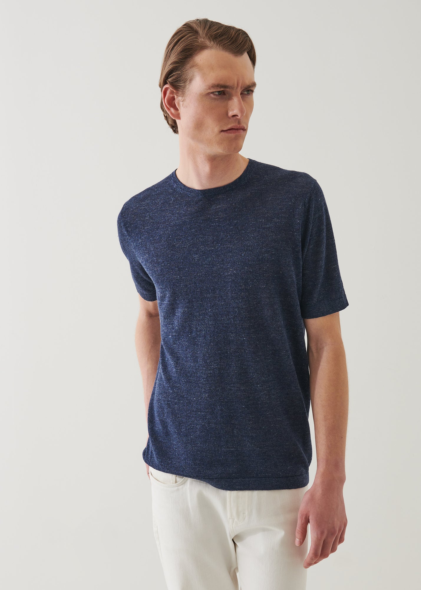 Linen Silk Blend Short Sleeve Crewneck