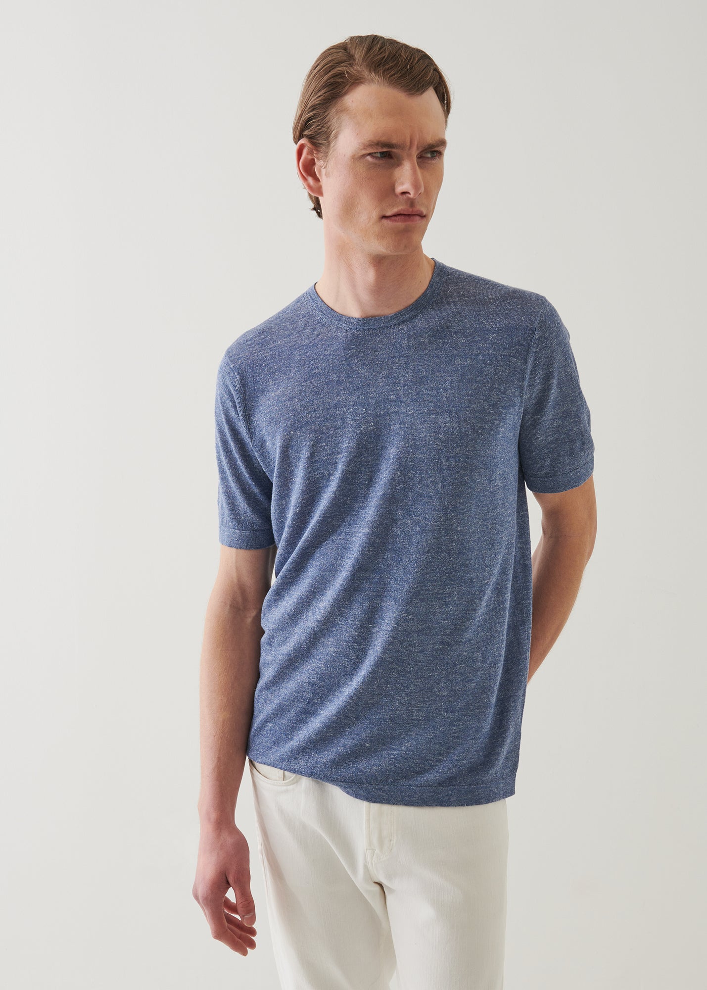 Linen Silk Blend Short Sleeve Crewneck
