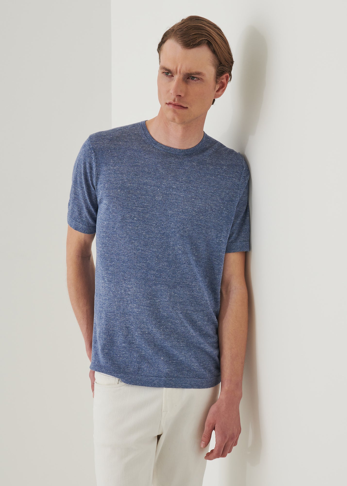 Linen Silk Blend Short Sleeve Crewneck
