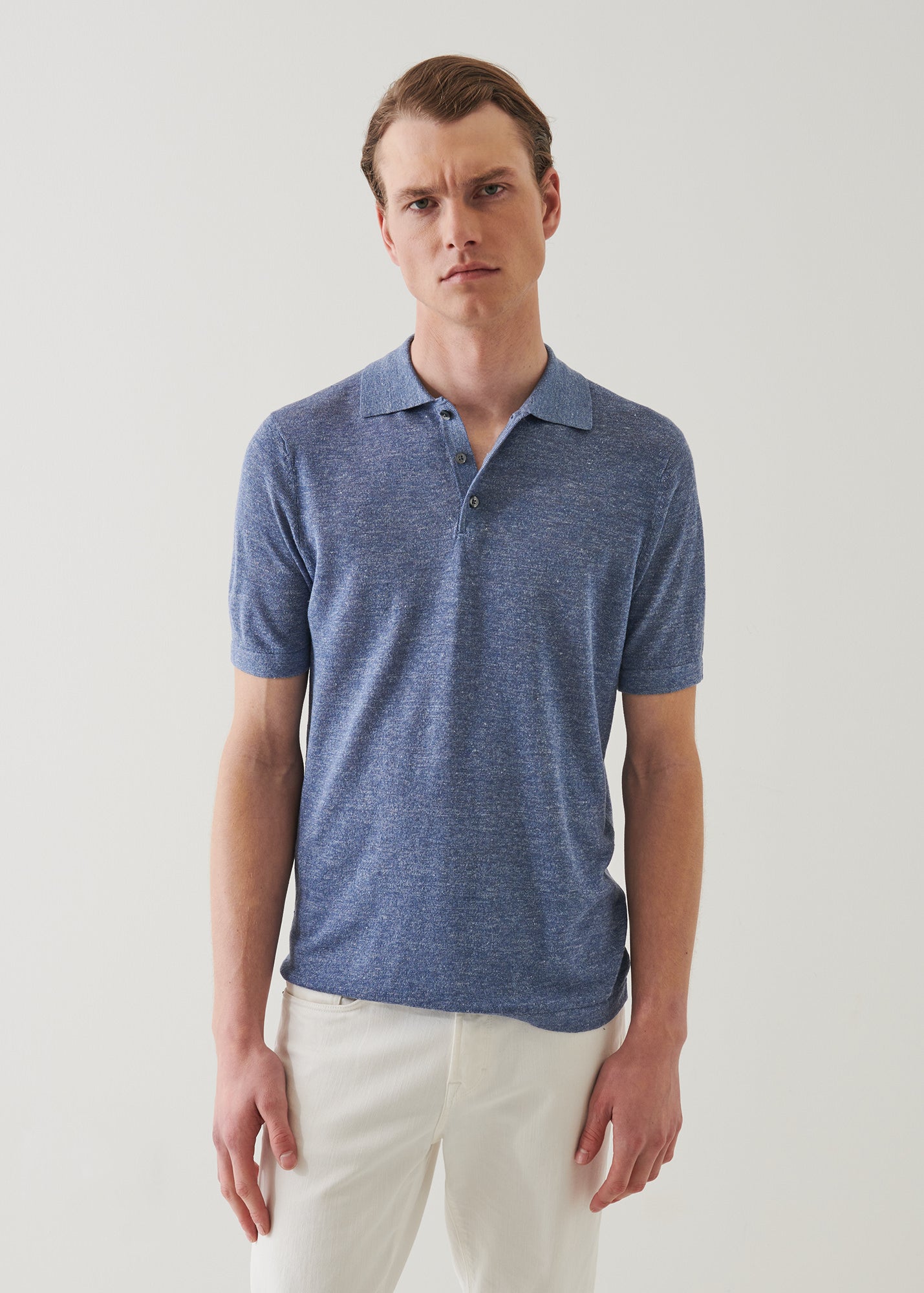 Linen Silk Blend Button Polo