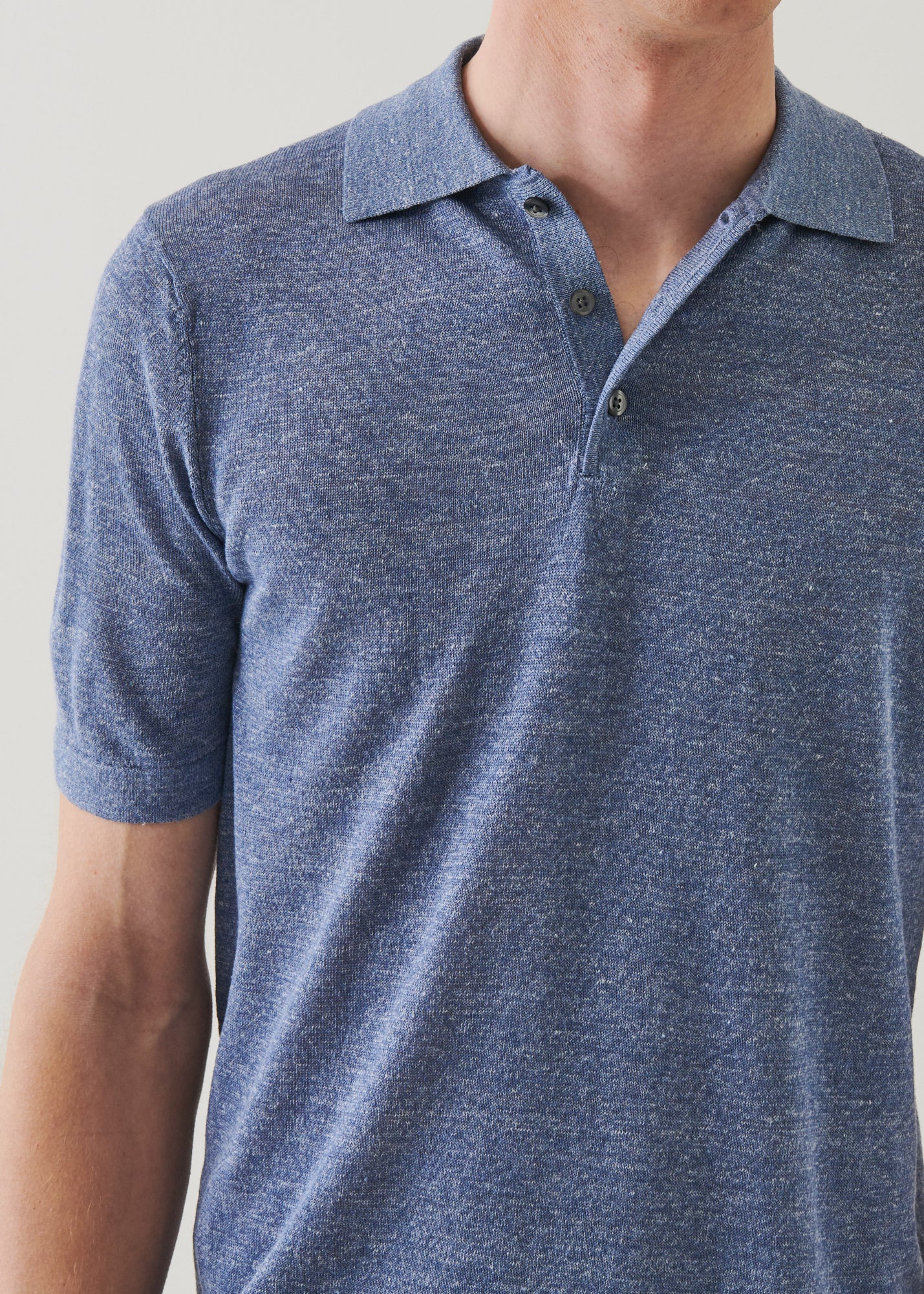 Linen Silk Blend Button Polo
