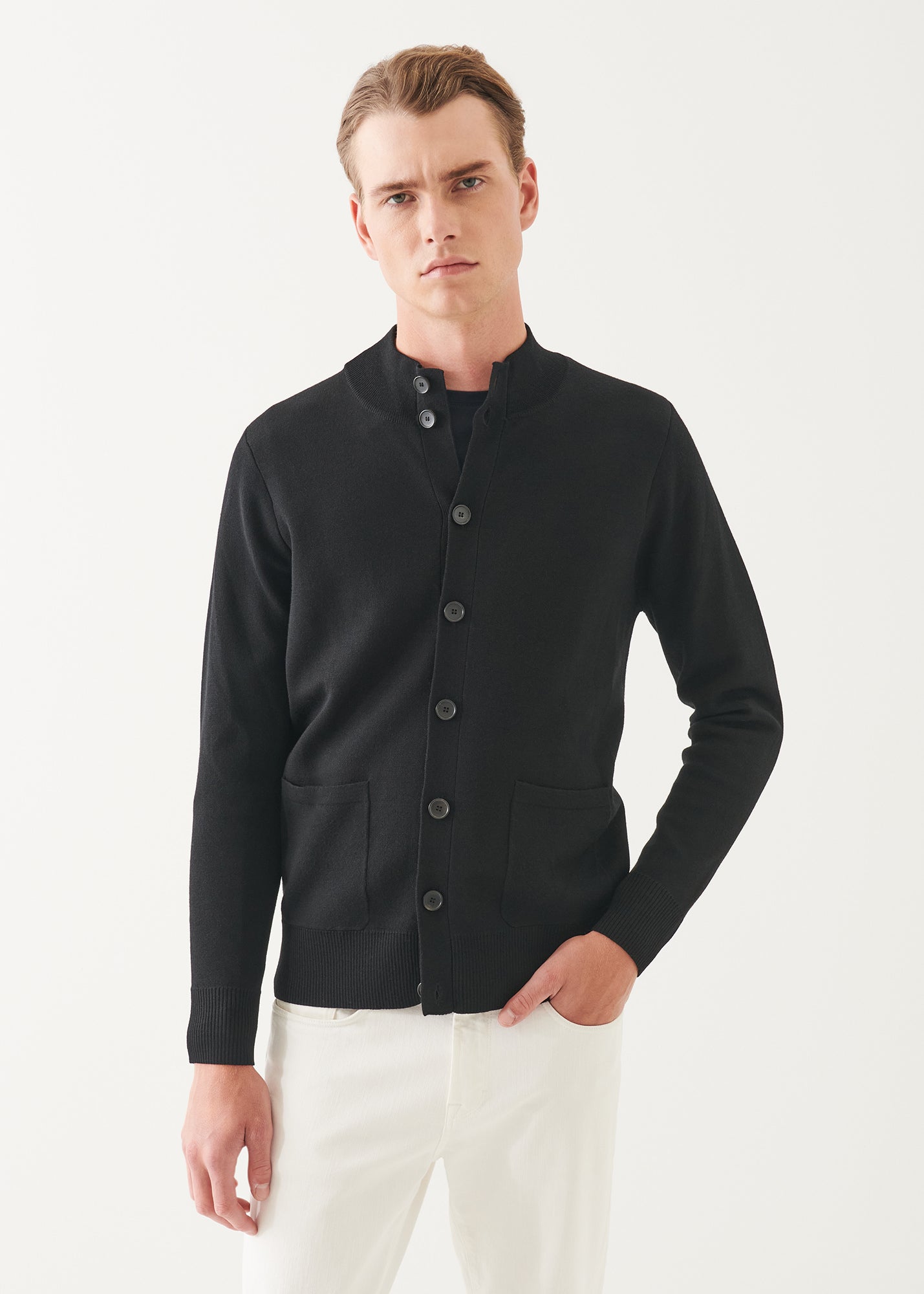 Double Face Merino Button Up Cardigan