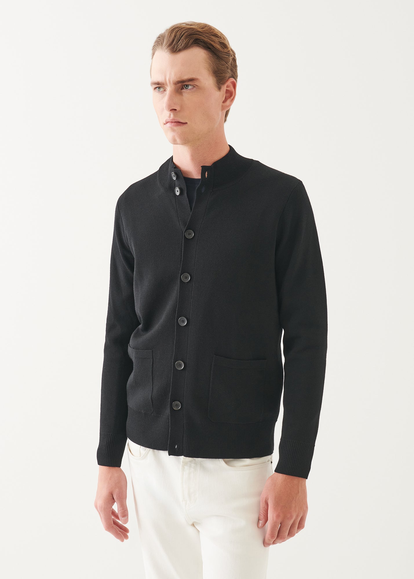 Double Face Merino Button Up Cardigan