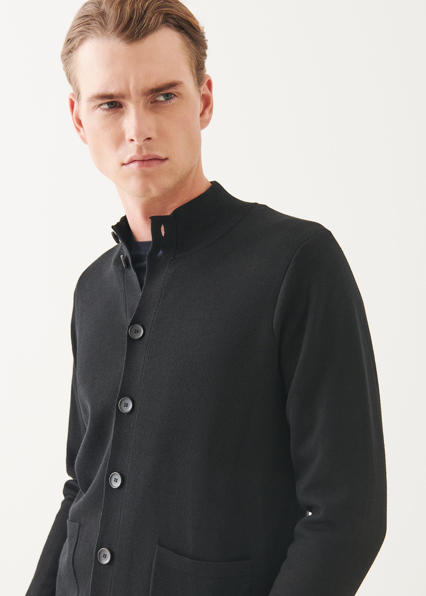Double Face Merino Button Up Cardigan