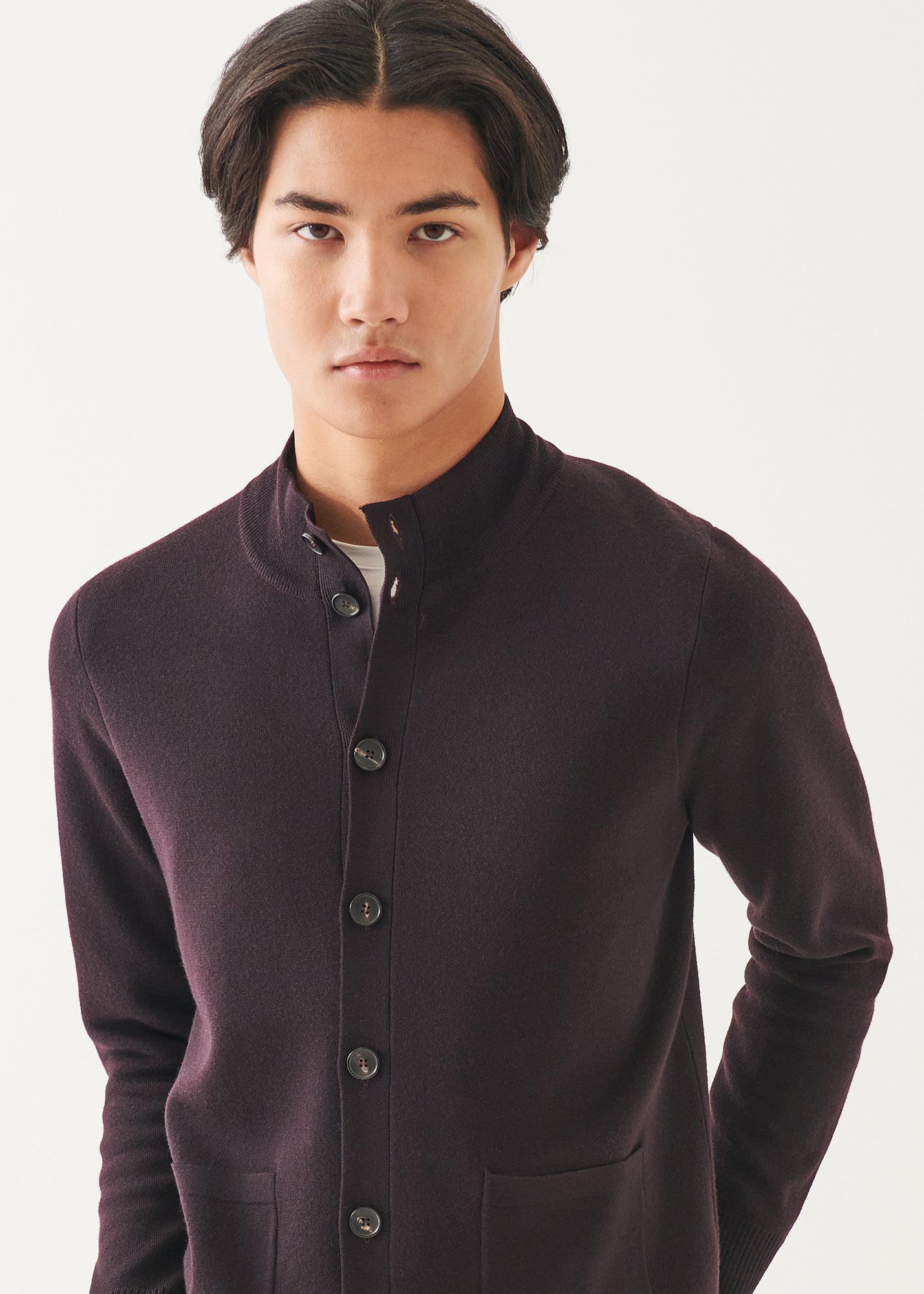 Double Face Merino Button Up Cardigan