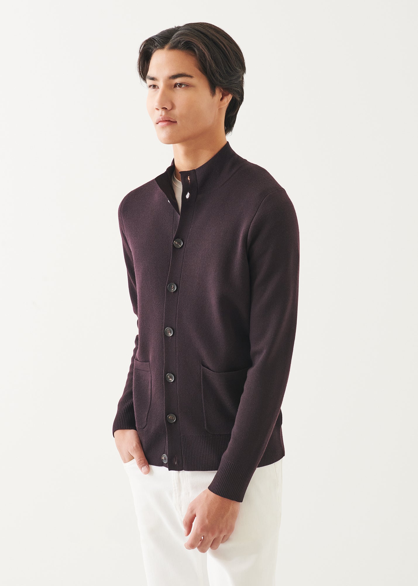 Double Face Merino Button Up Cardigan