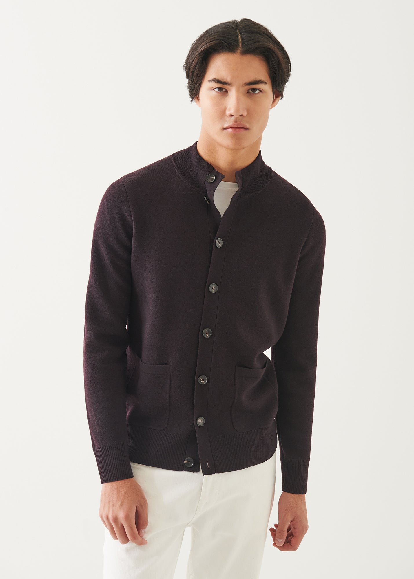Double Face Merino Button Up Cardigan