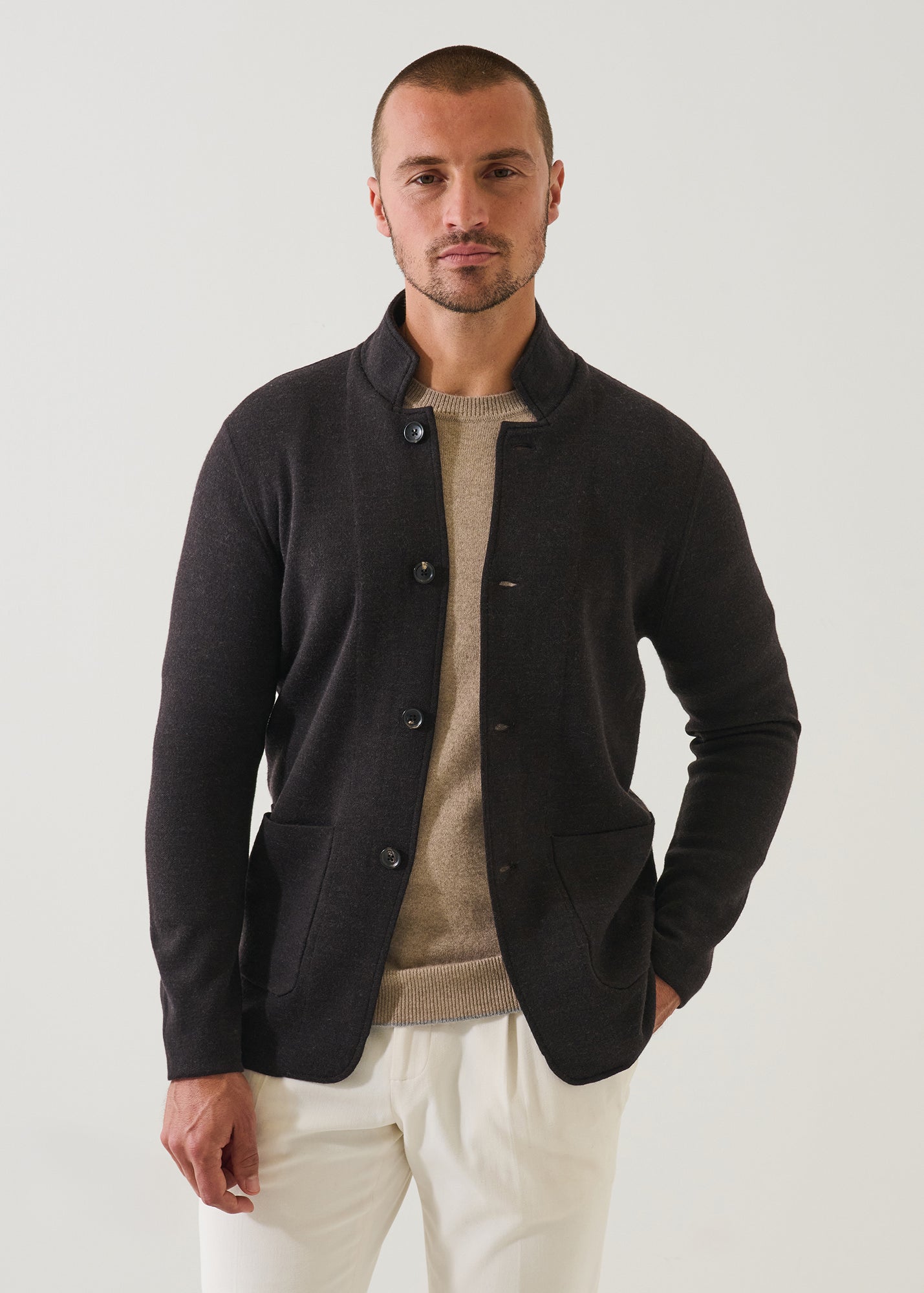 Double Face Merino Button Front Jacket