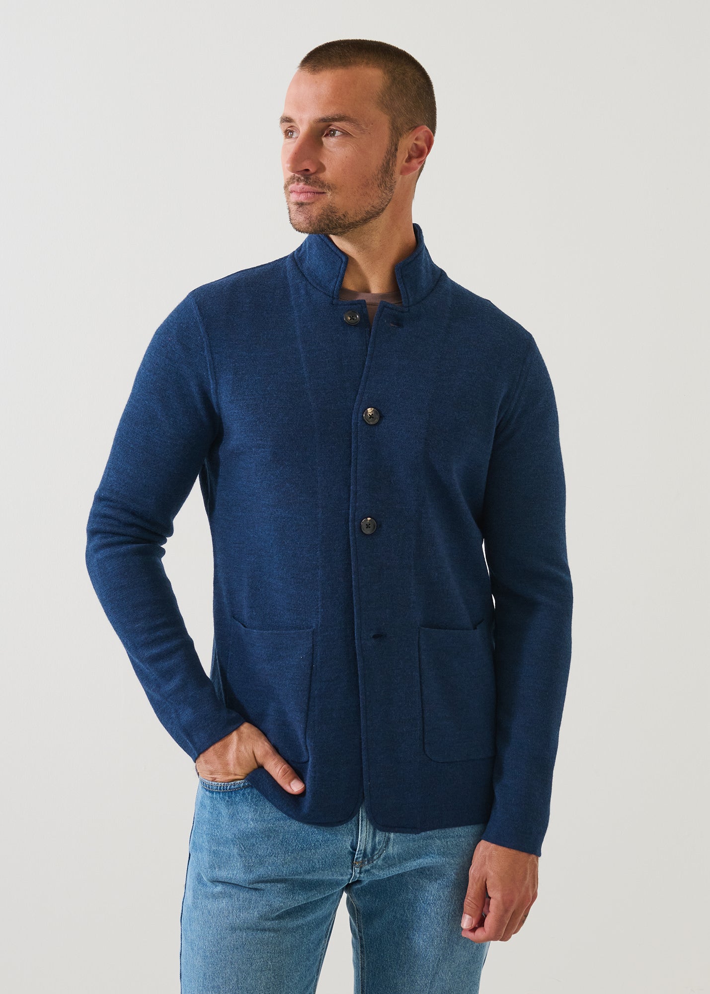Double Face Merino Button Front Jacket