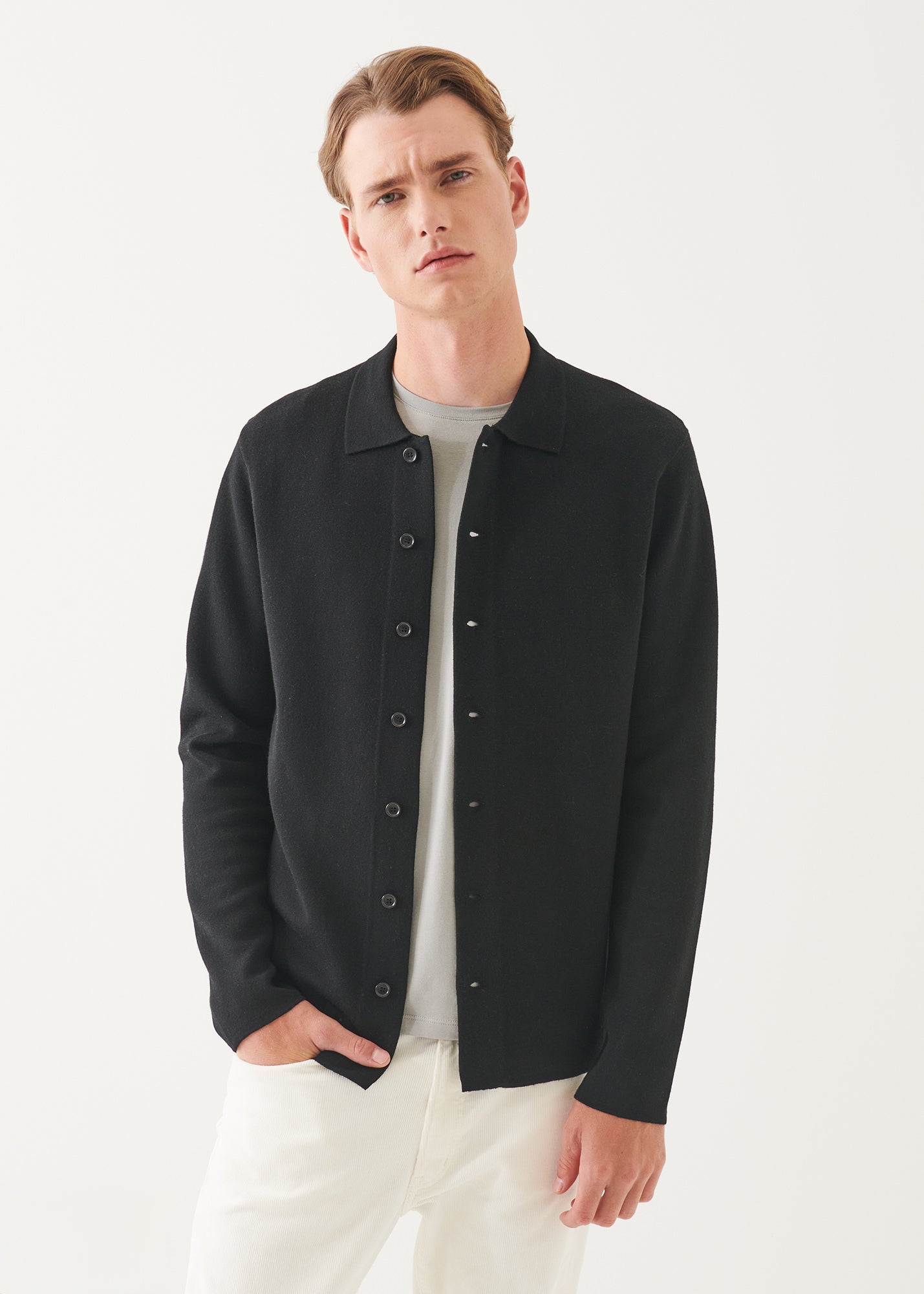 Double Face Merino Button Up Shirt Jacket - PATRICK ASSARAF