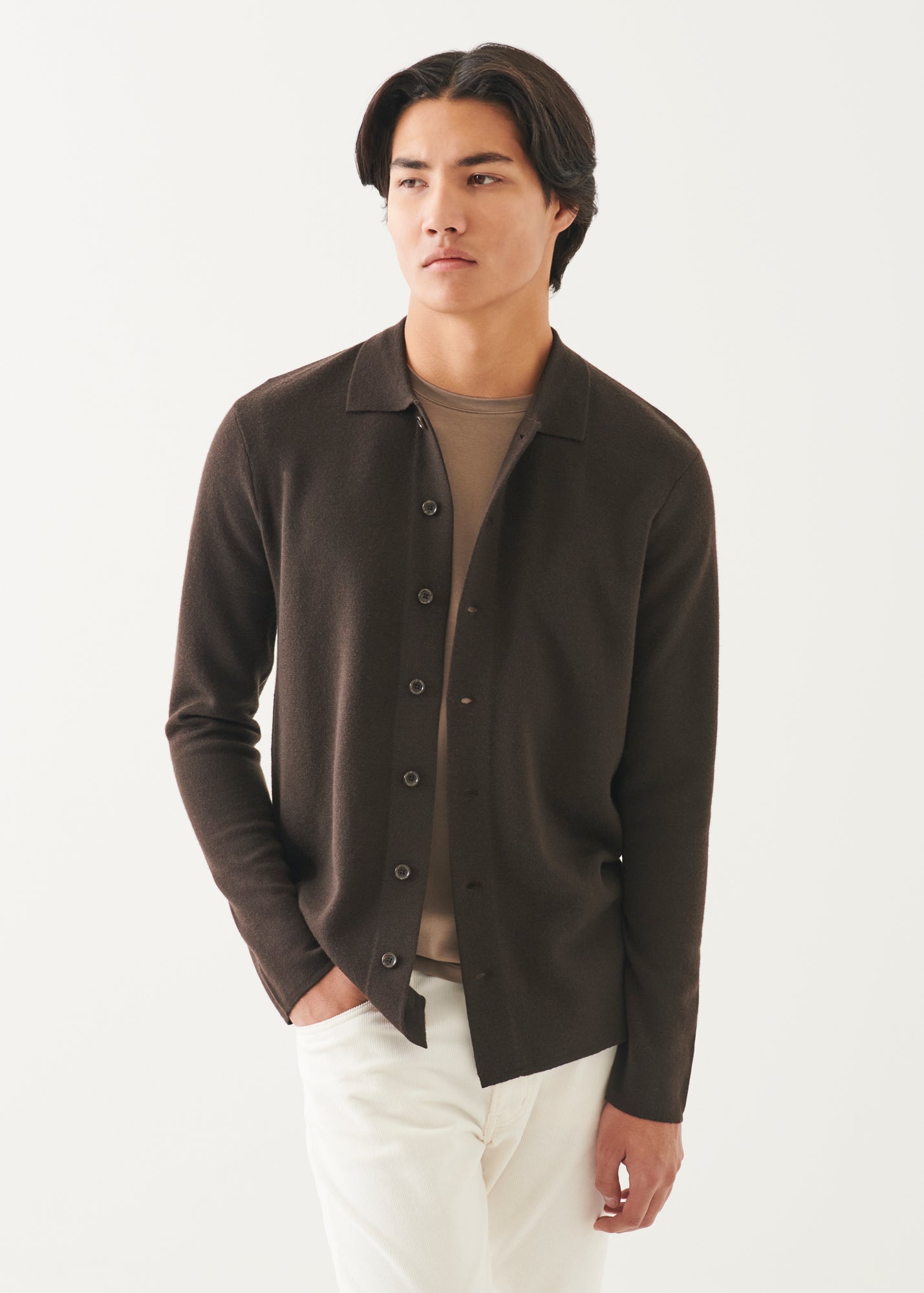 Double Face Merino Button Up Shirt Jacket - PATRICK ASSARAF