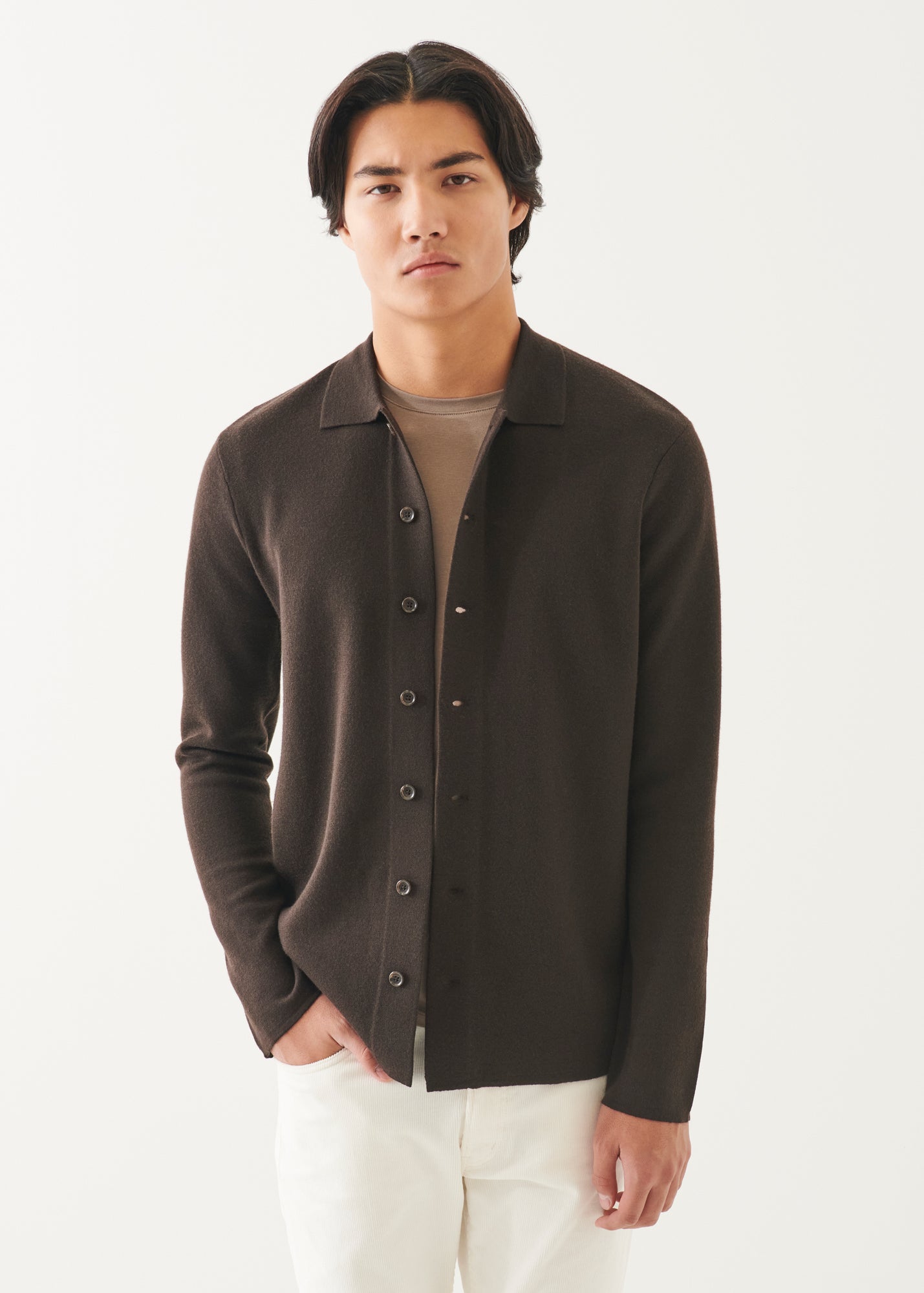 Double Face Merino Button Up Shirt Jacket - PATRICK ASSARAF