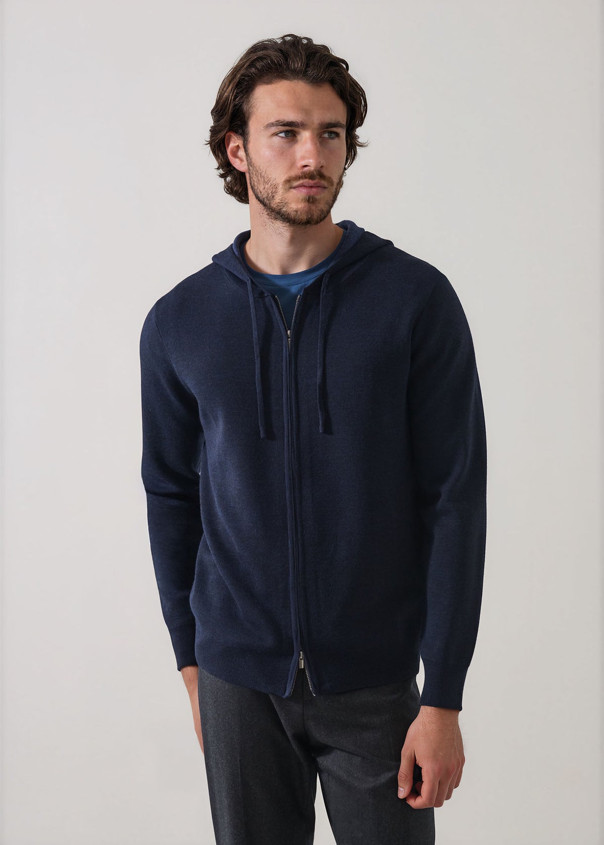 Double Face Merino Wool Full Zip Hoodie - PATRICK ASSARAF