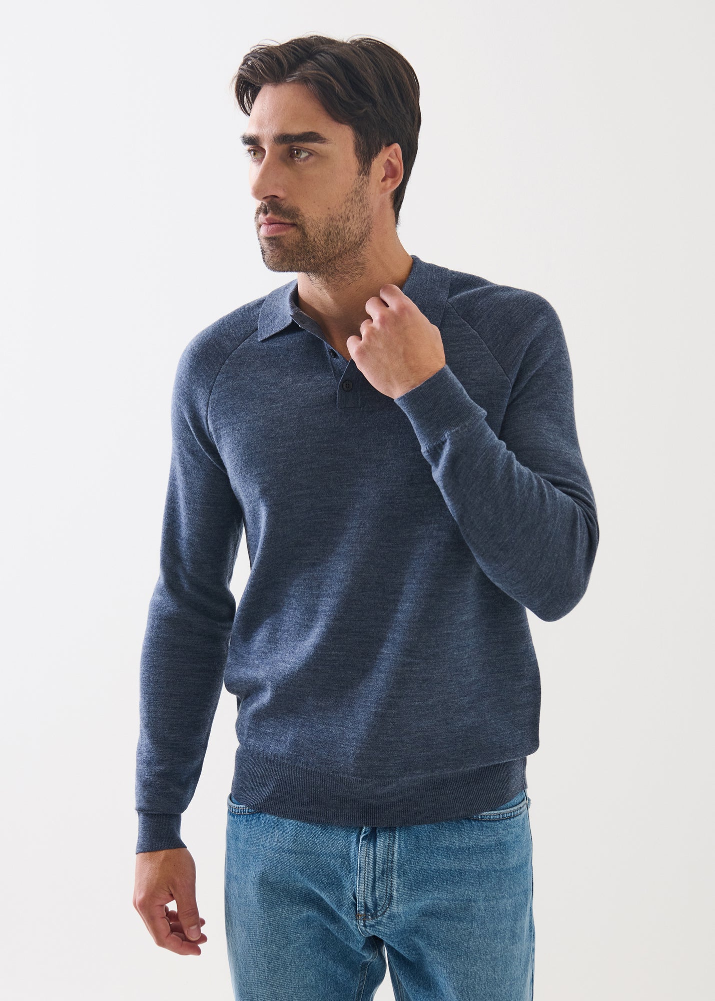 Double Face Merino Button Polo