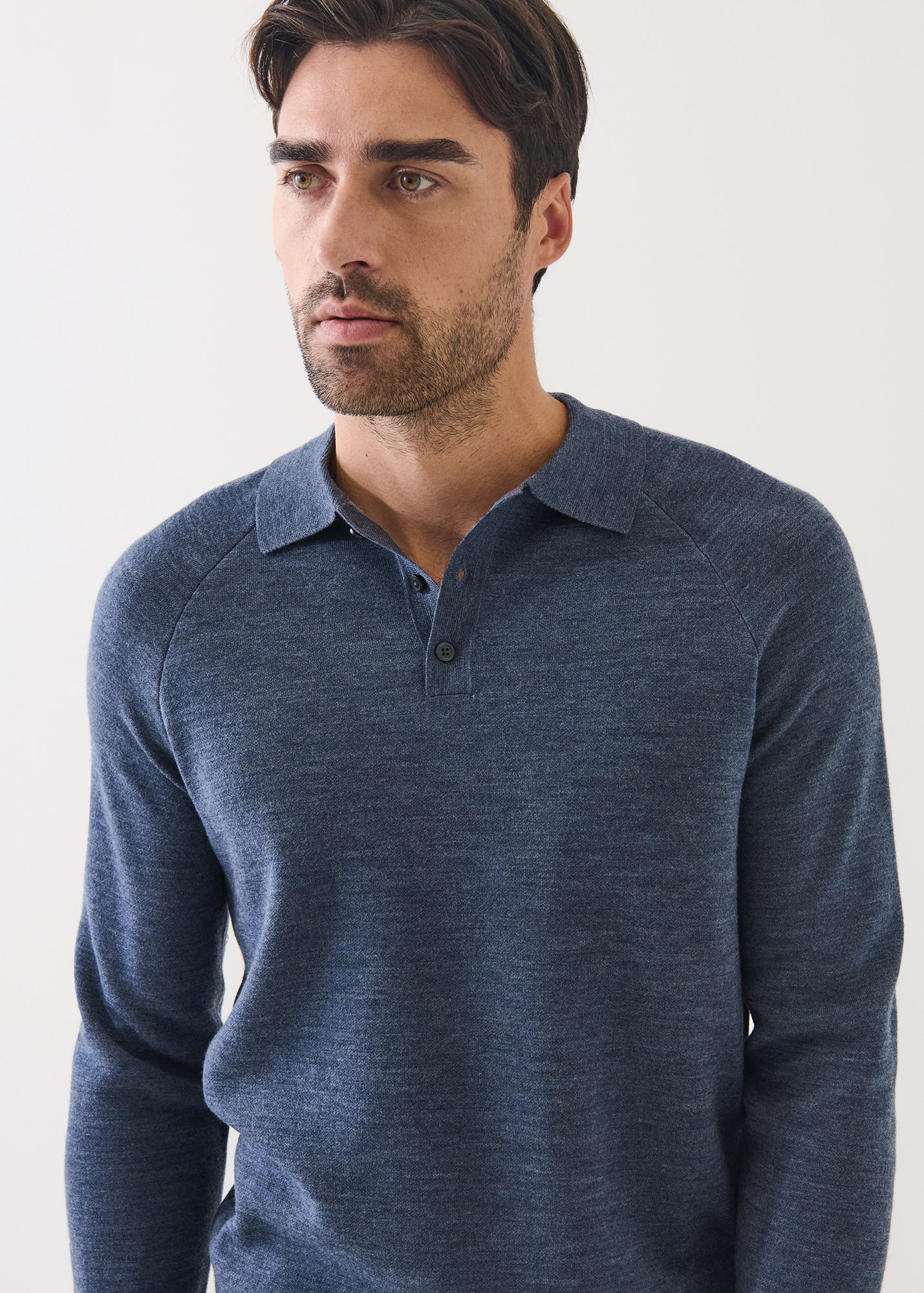 Double Face Merino Button Polo