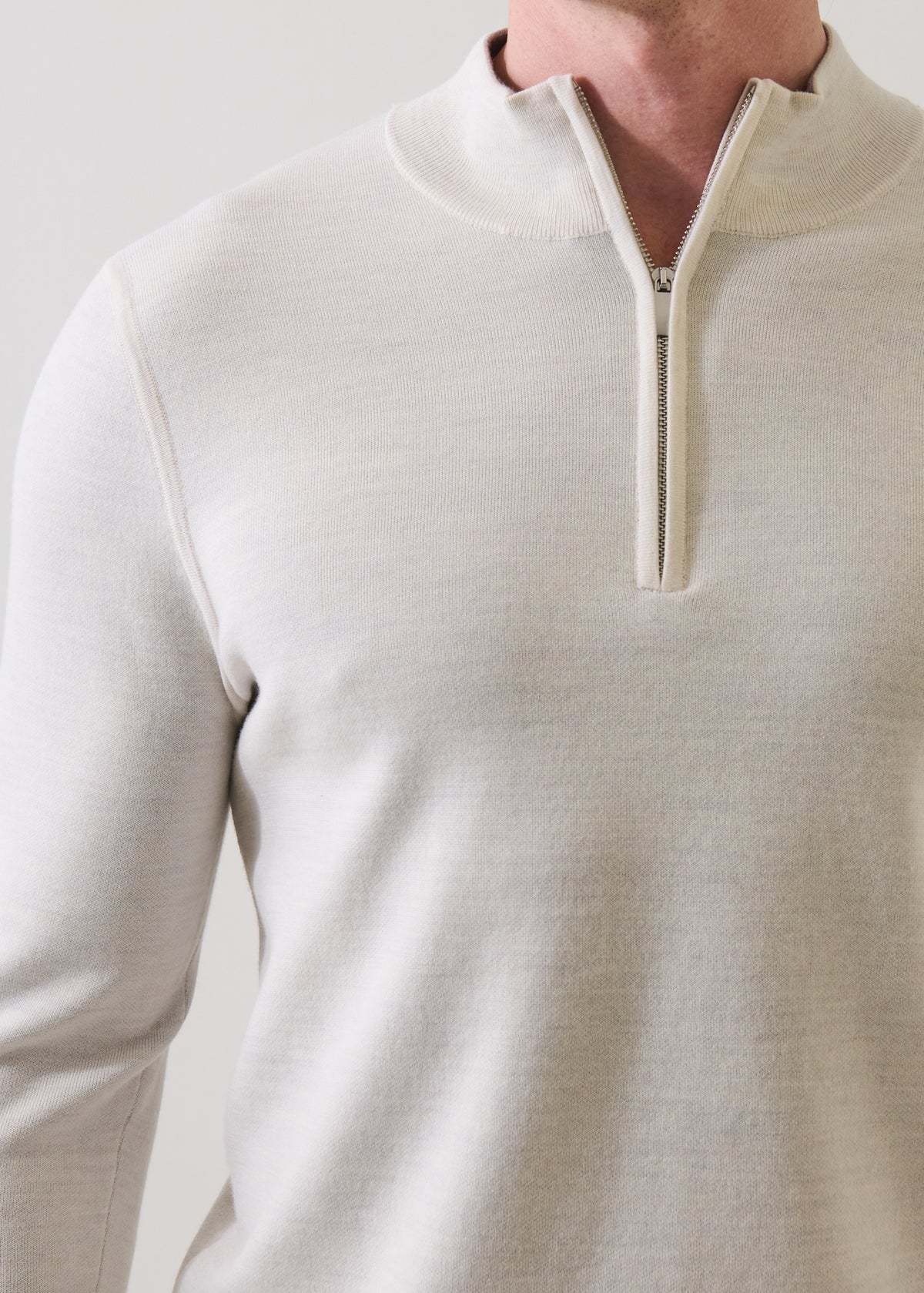 Double Face Merino Quarter Zip Mock - PATRICK ASSARAF