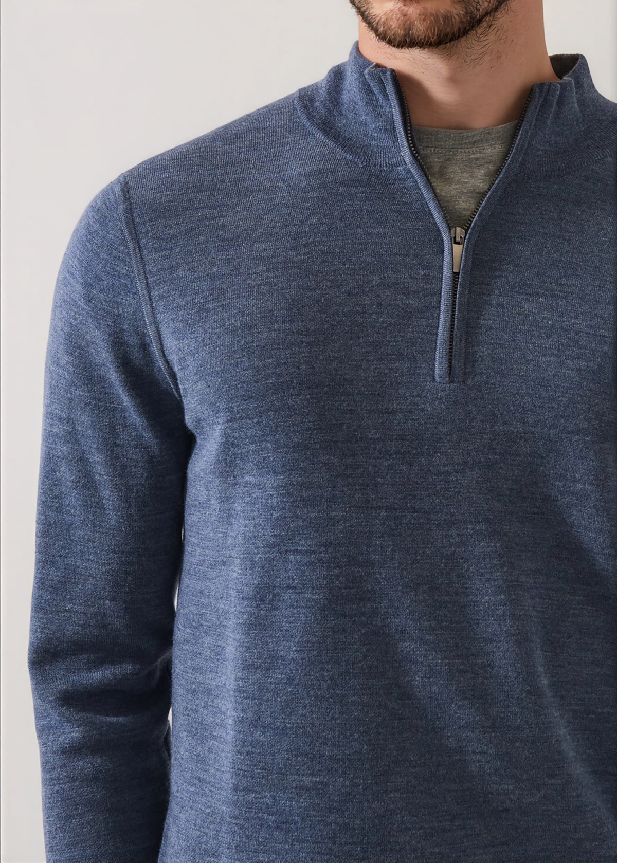 Double Face Merino Quarter Zip Mock - PATRICK ASSARAF