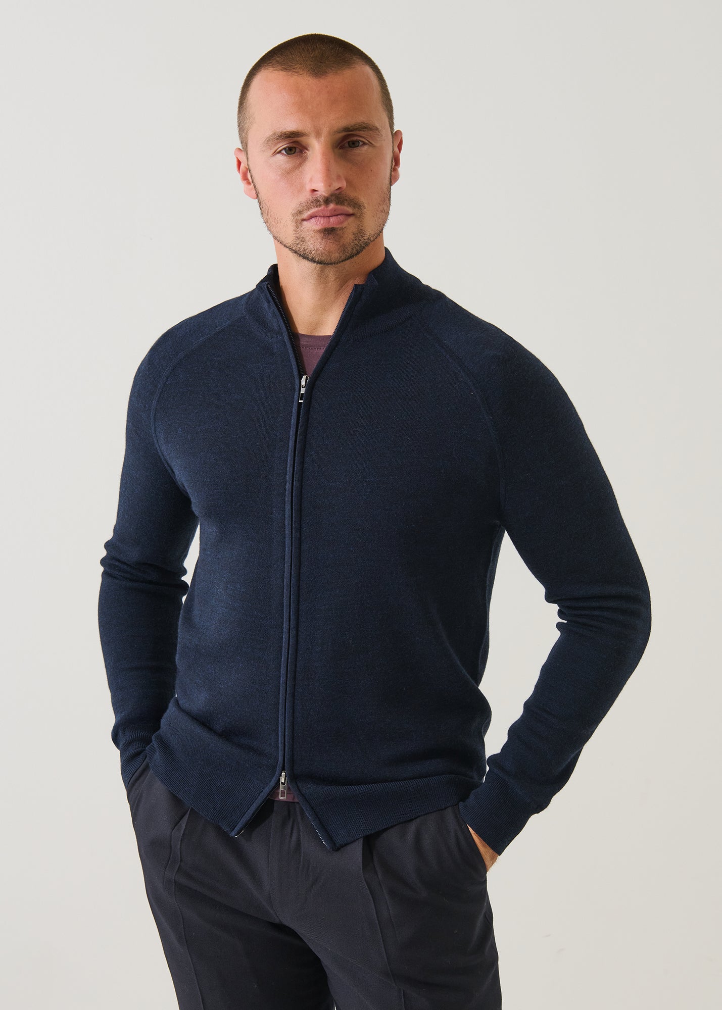 Double Face Merino Raglan Cardigan
