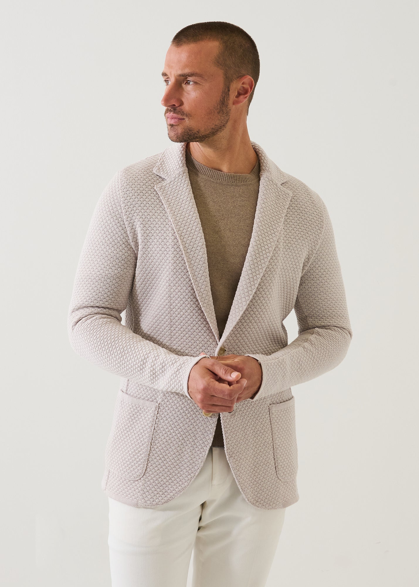 Merino Bubble Stitch Two Button Blazer