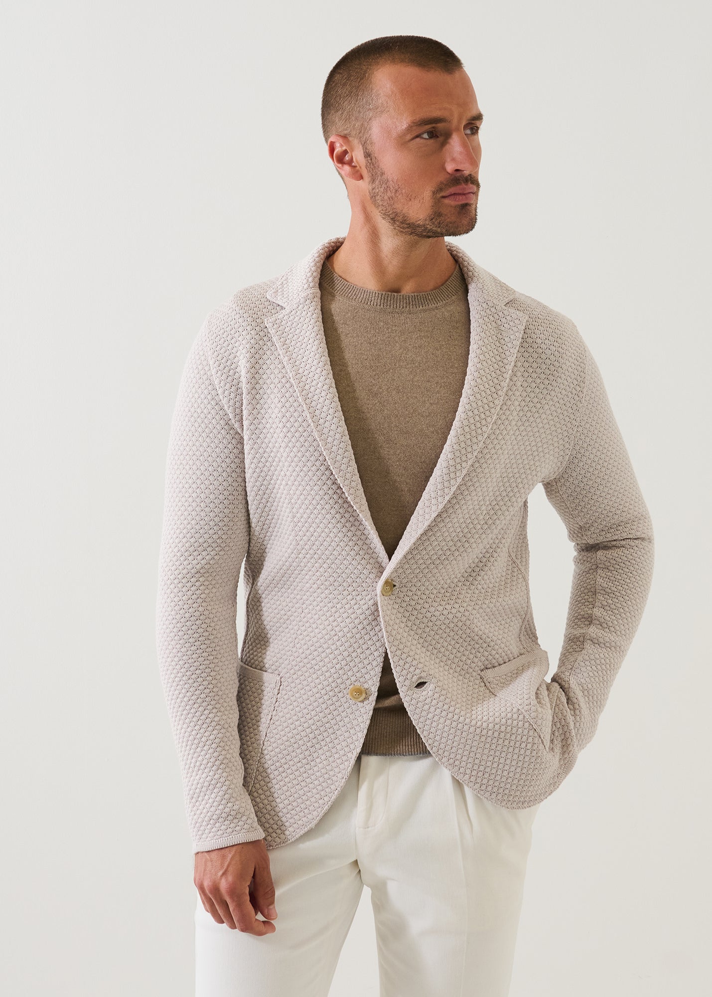 Merino Bubble Stitch Two Button Blazer