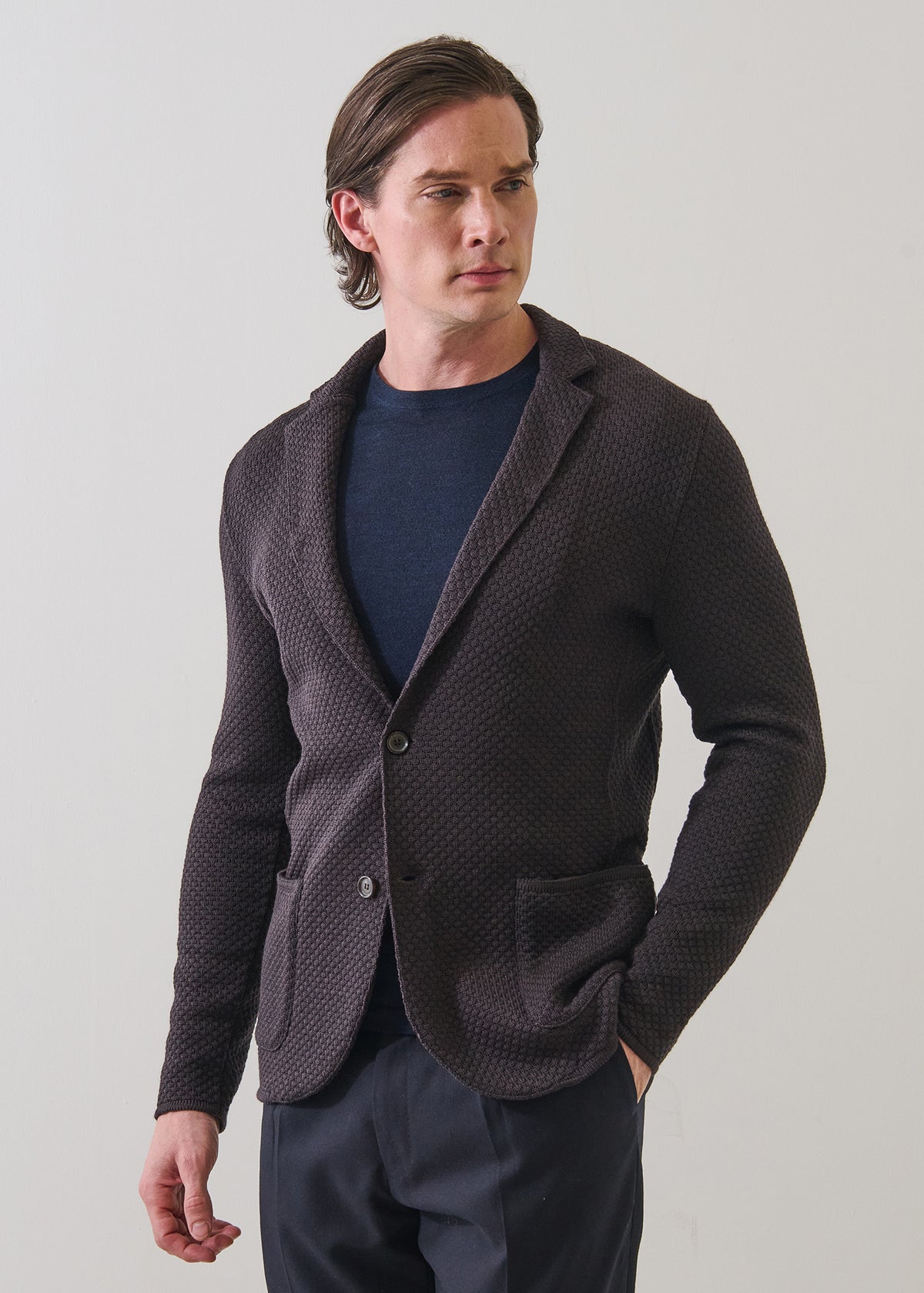 Merino Bubble Stitch Two Button Blazer - PATRICK ASSARAF