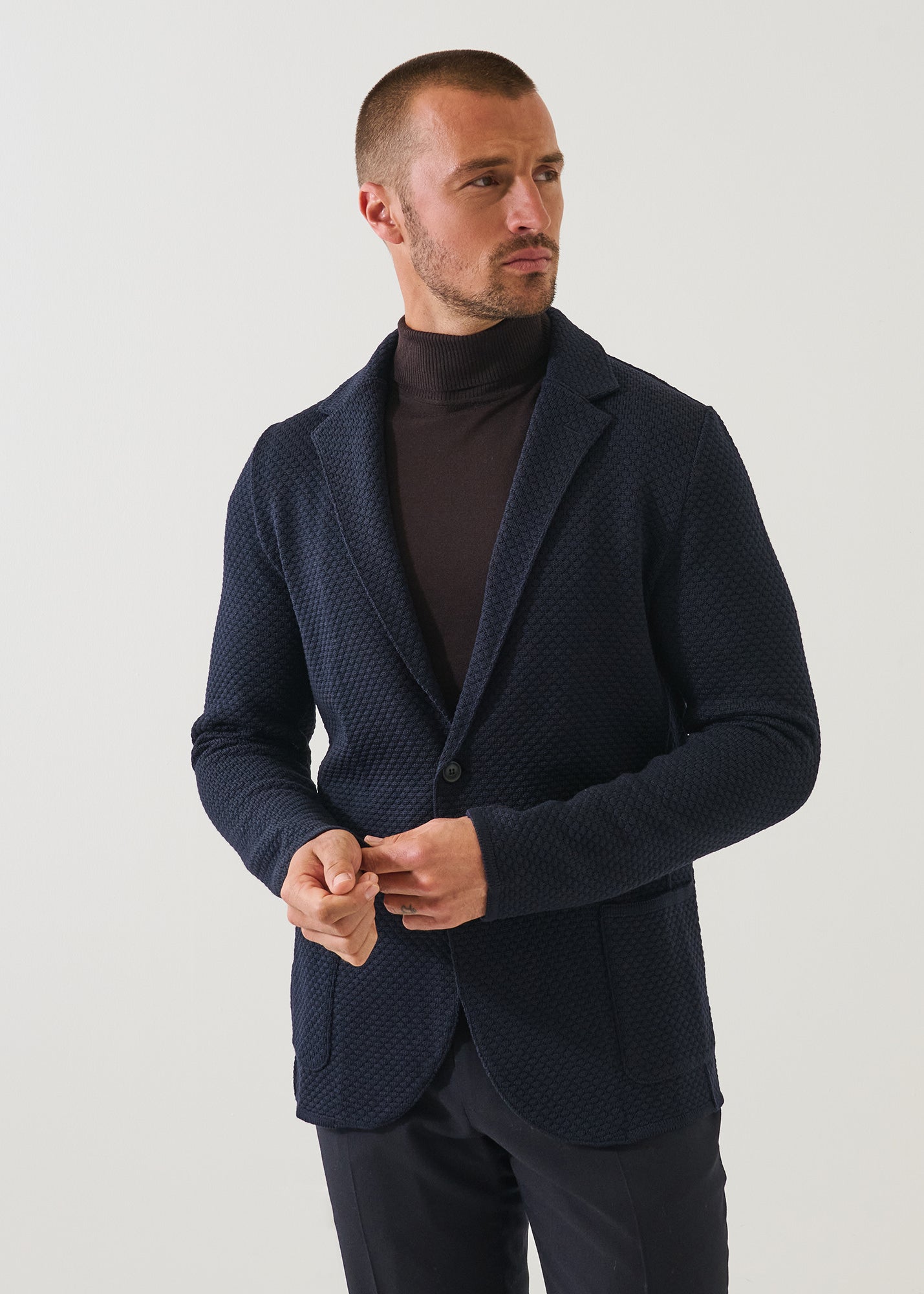 Merino Bubble Stitch Two Button Blazer