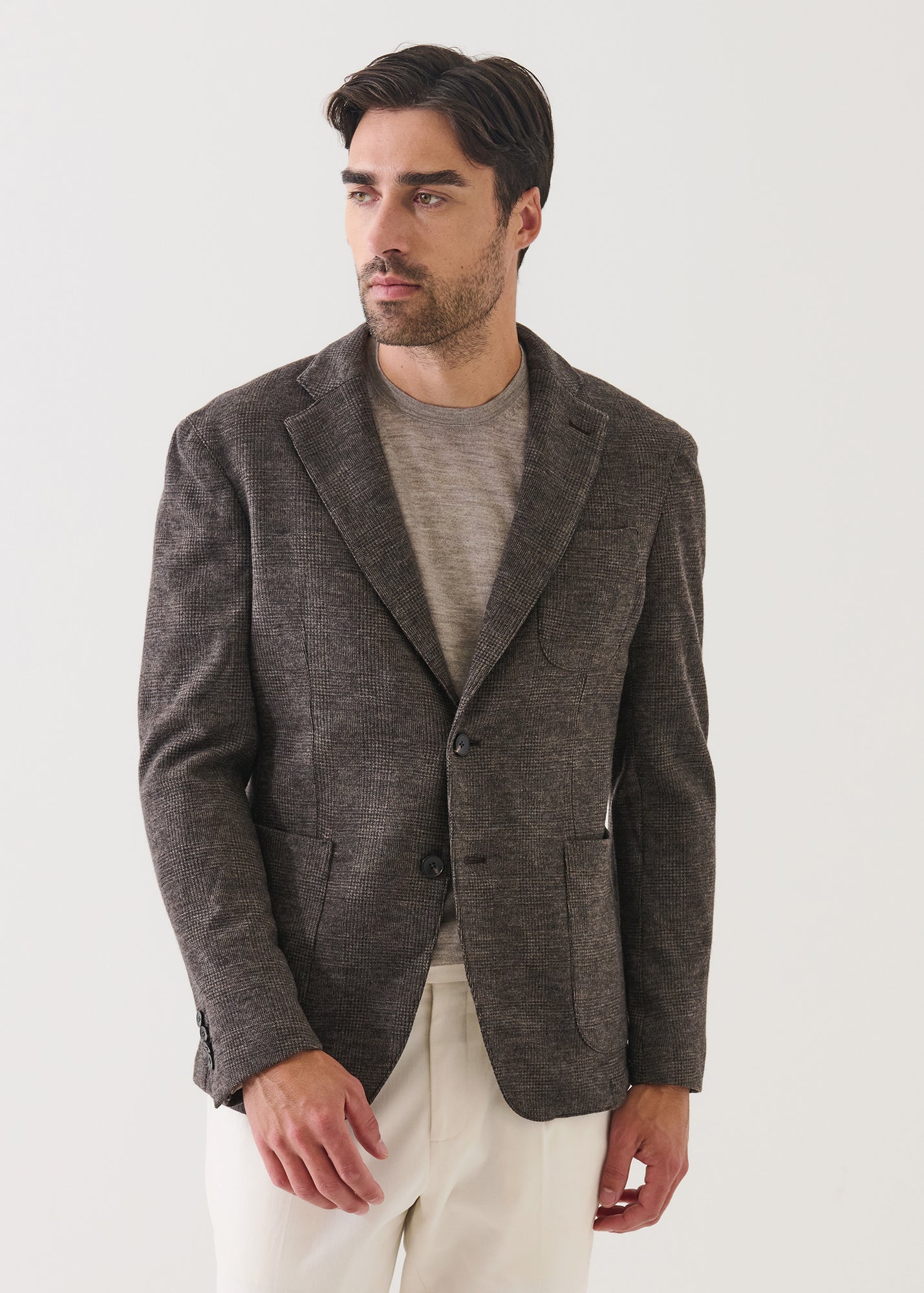 Wool Plaid Two Button Blazer