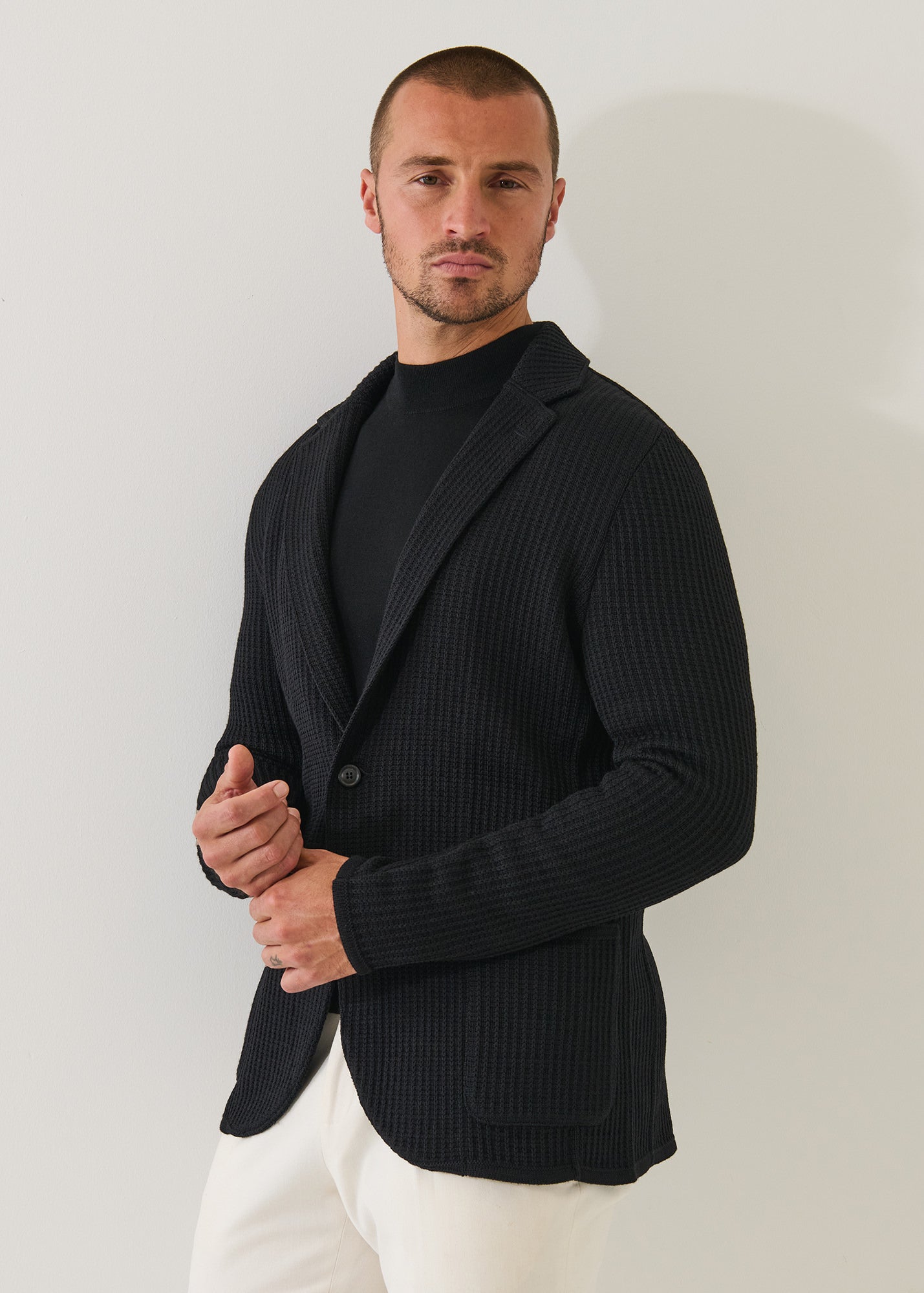 Chain Stitch Merino Two Button Blazer
