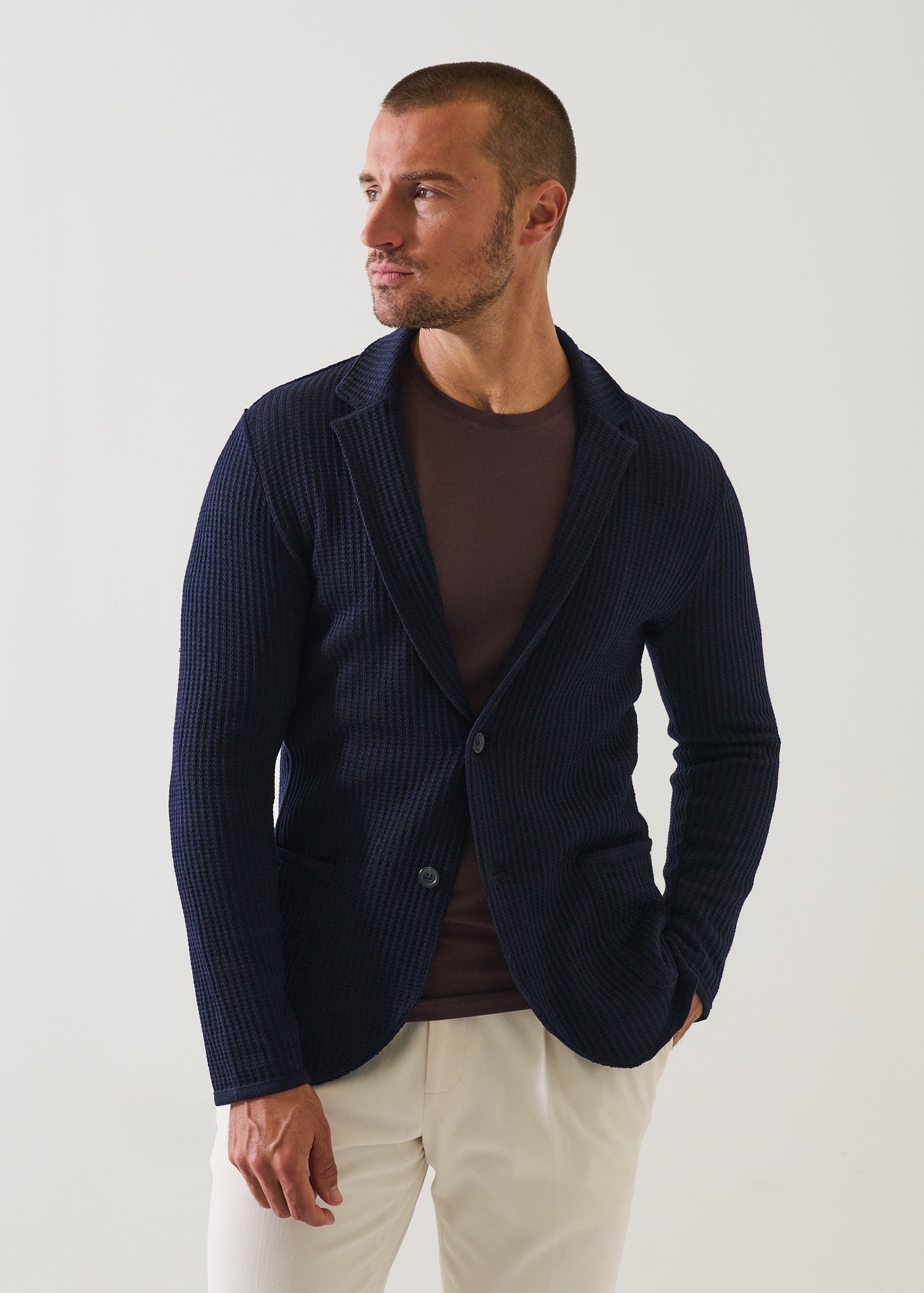 Chain Stitch Merino Two Button Blazer