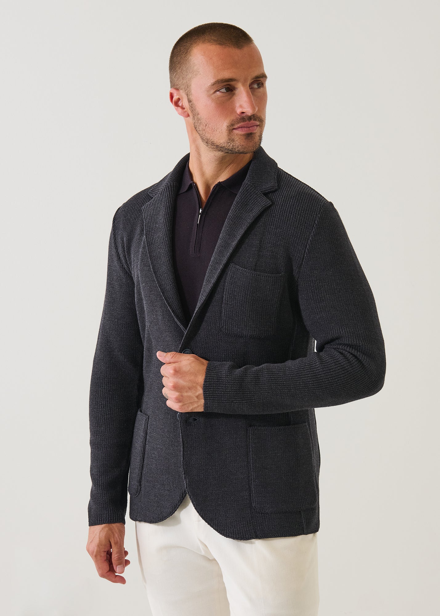 Merino Cardigan Stitch Two Button Blazer - PATRICK ASSARAF