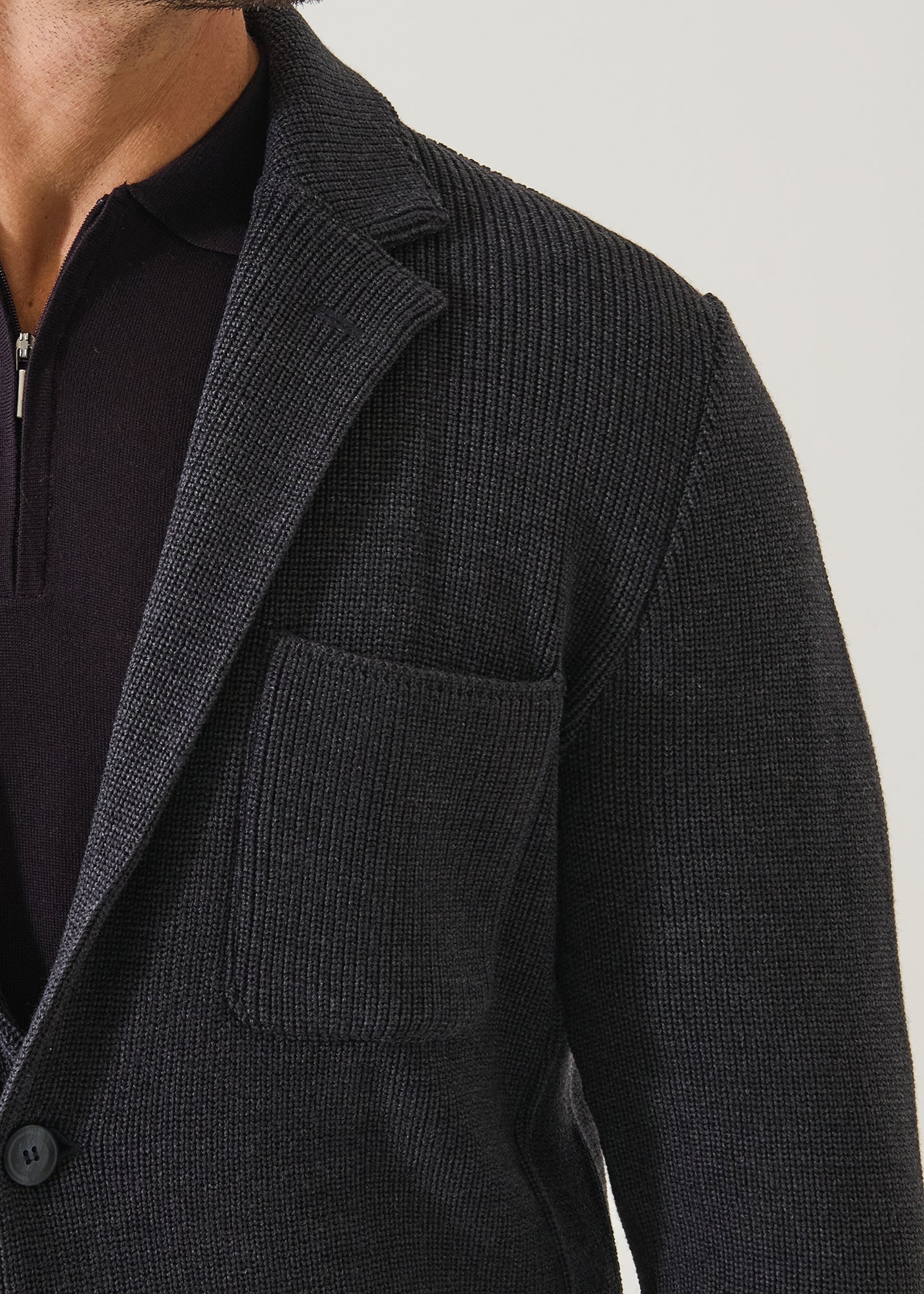 Merino Cardigan Stitch Two Button Blazer