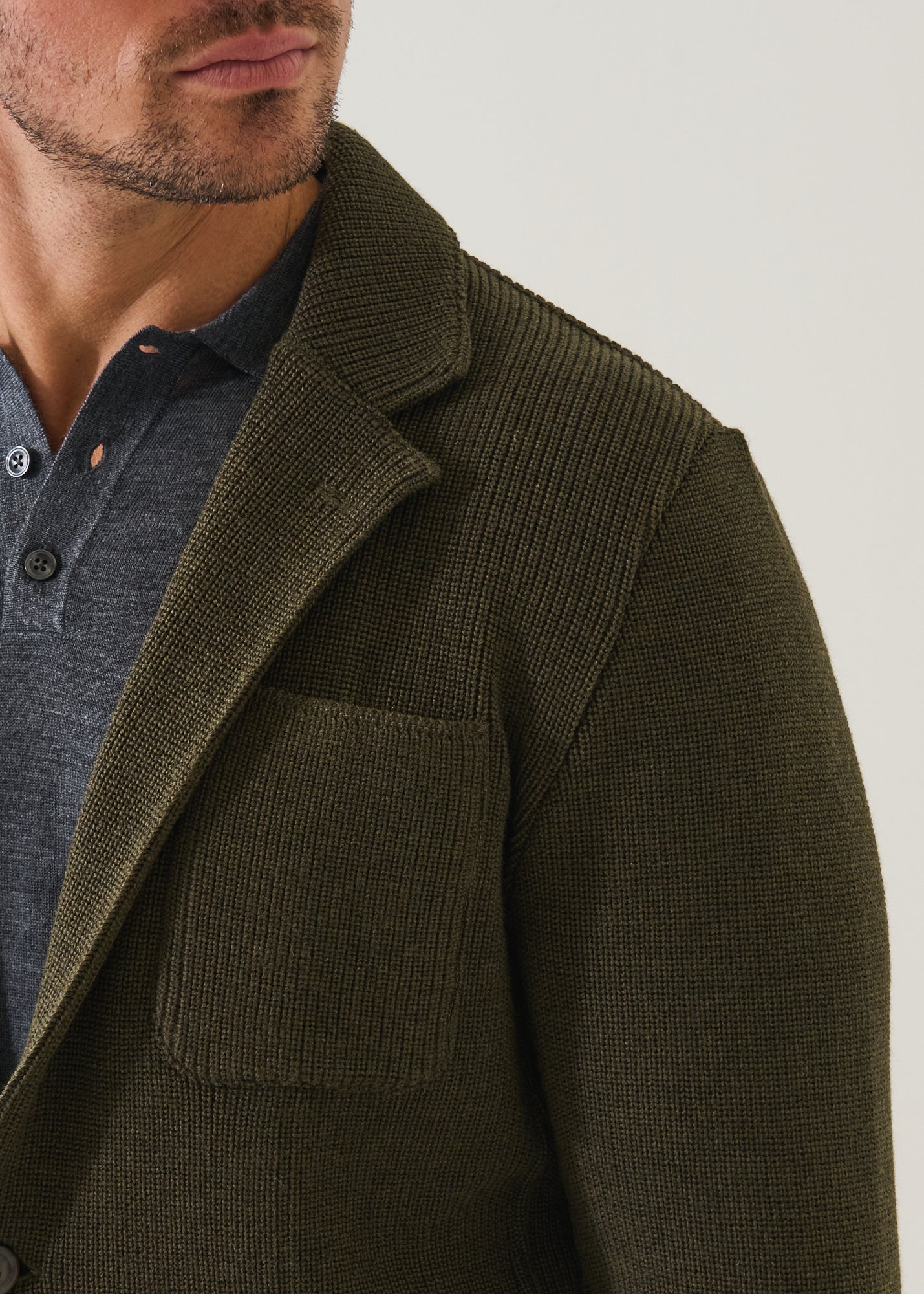 Merino Cardigan Stitch Two Button Blazer