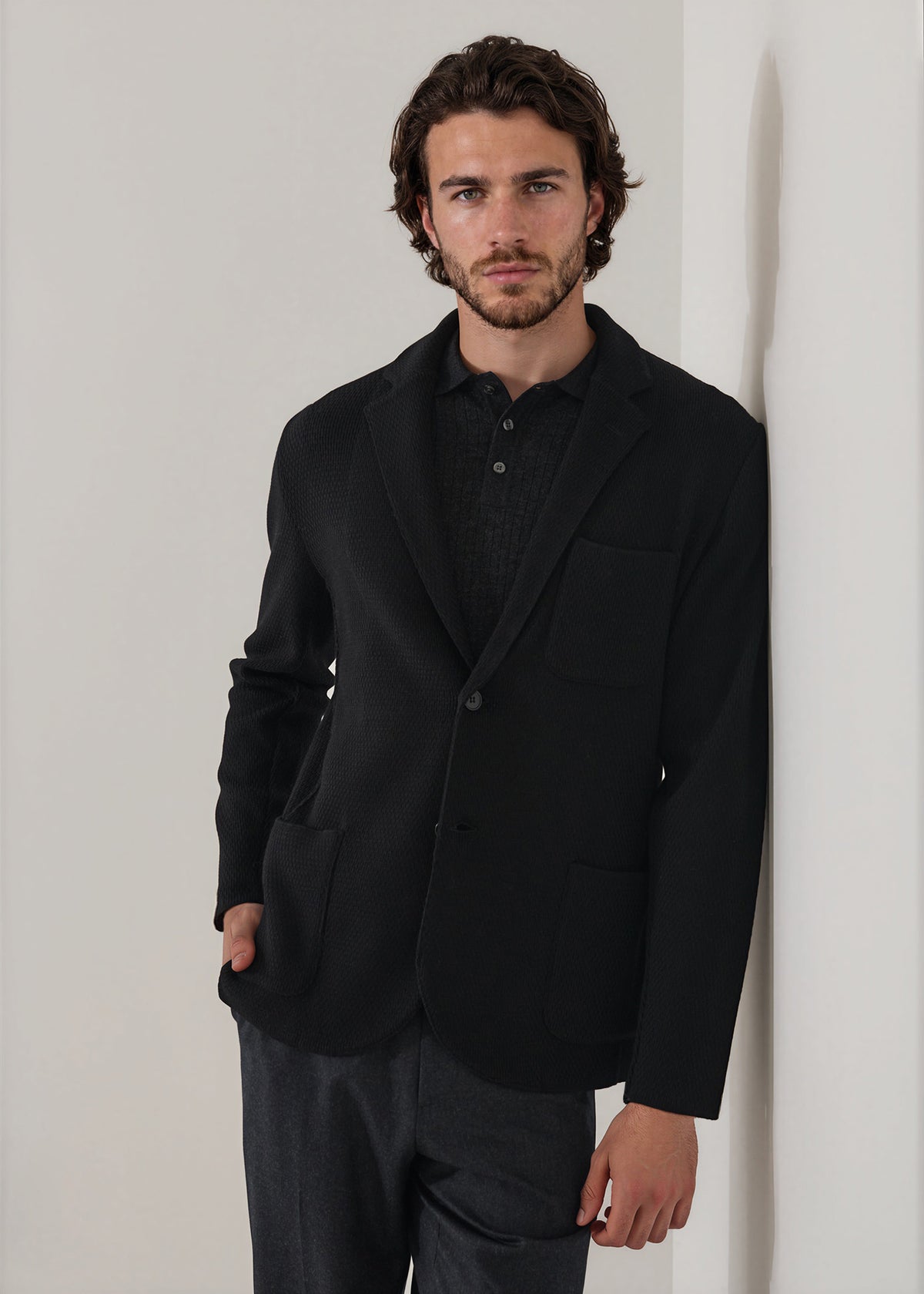 Merino Honeycomb Stitch Two Button Blazer - PATRICK ASSARAF
