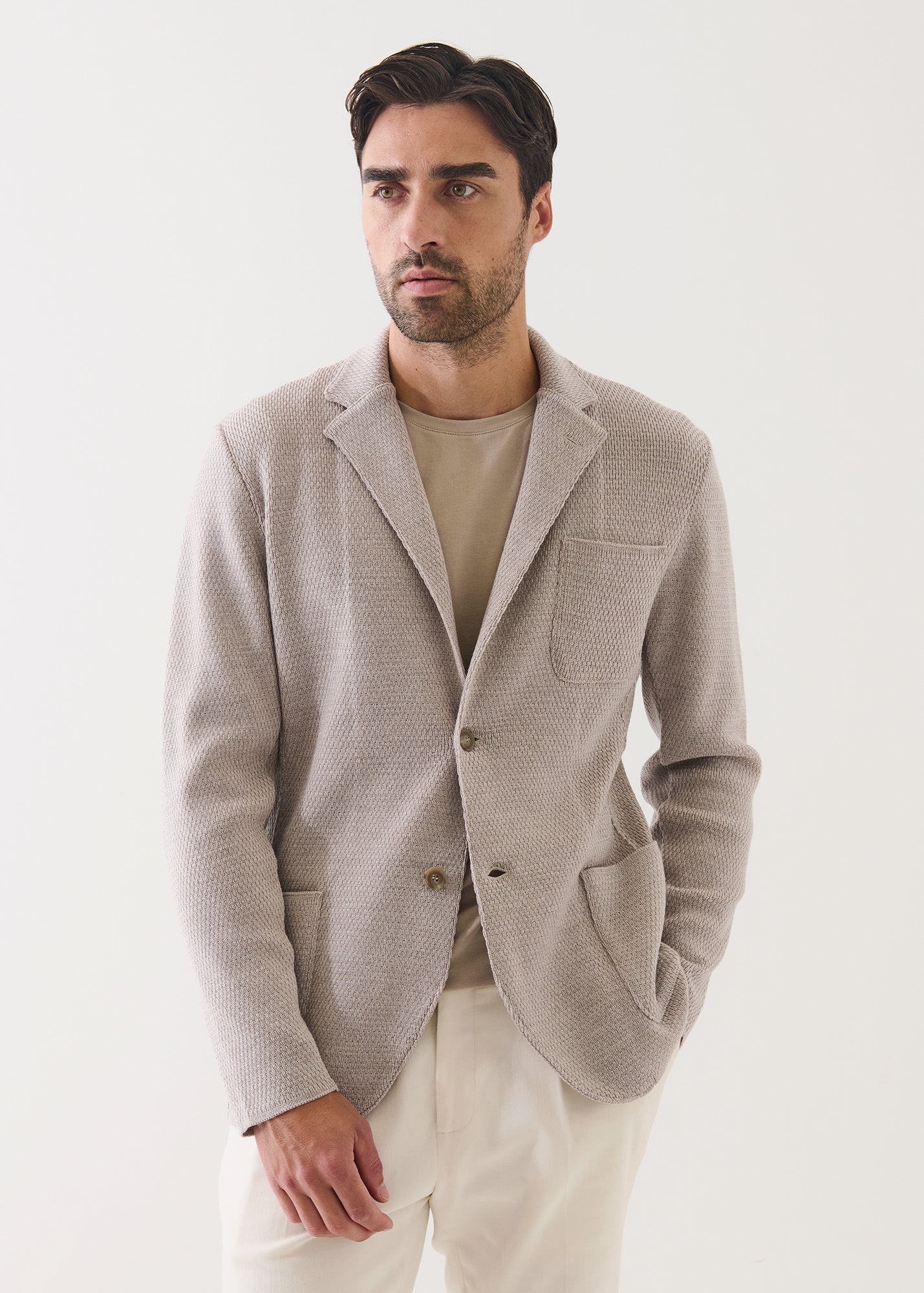 Merino Honeycomb Stitch Two Button Blazer