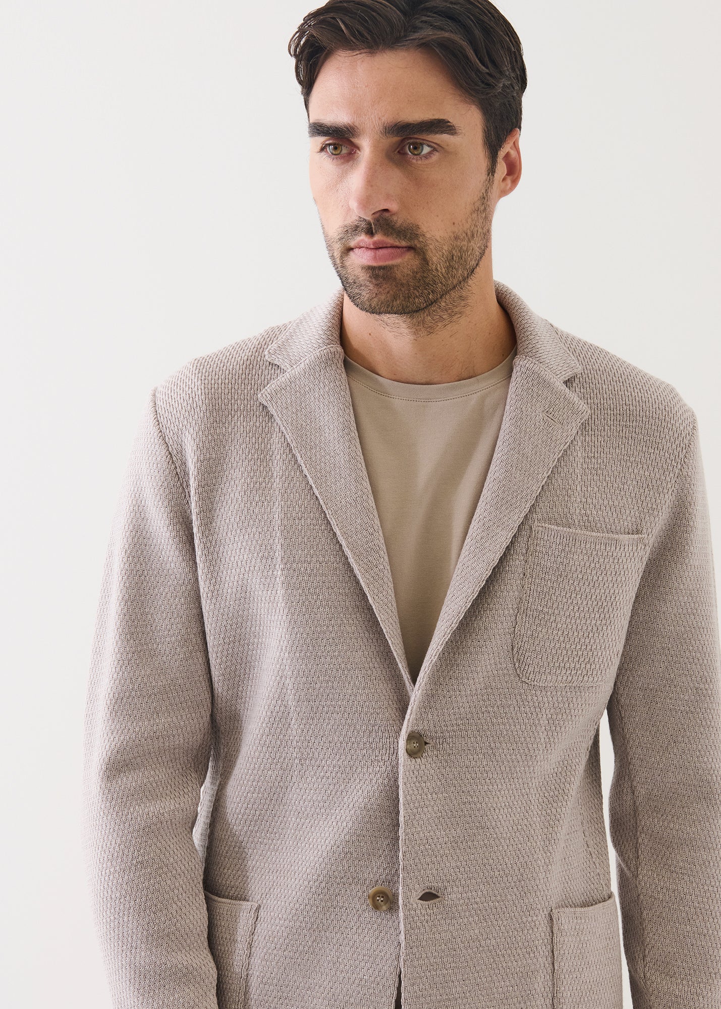 Merino Honeycomb Stitch Two Button Blazer
