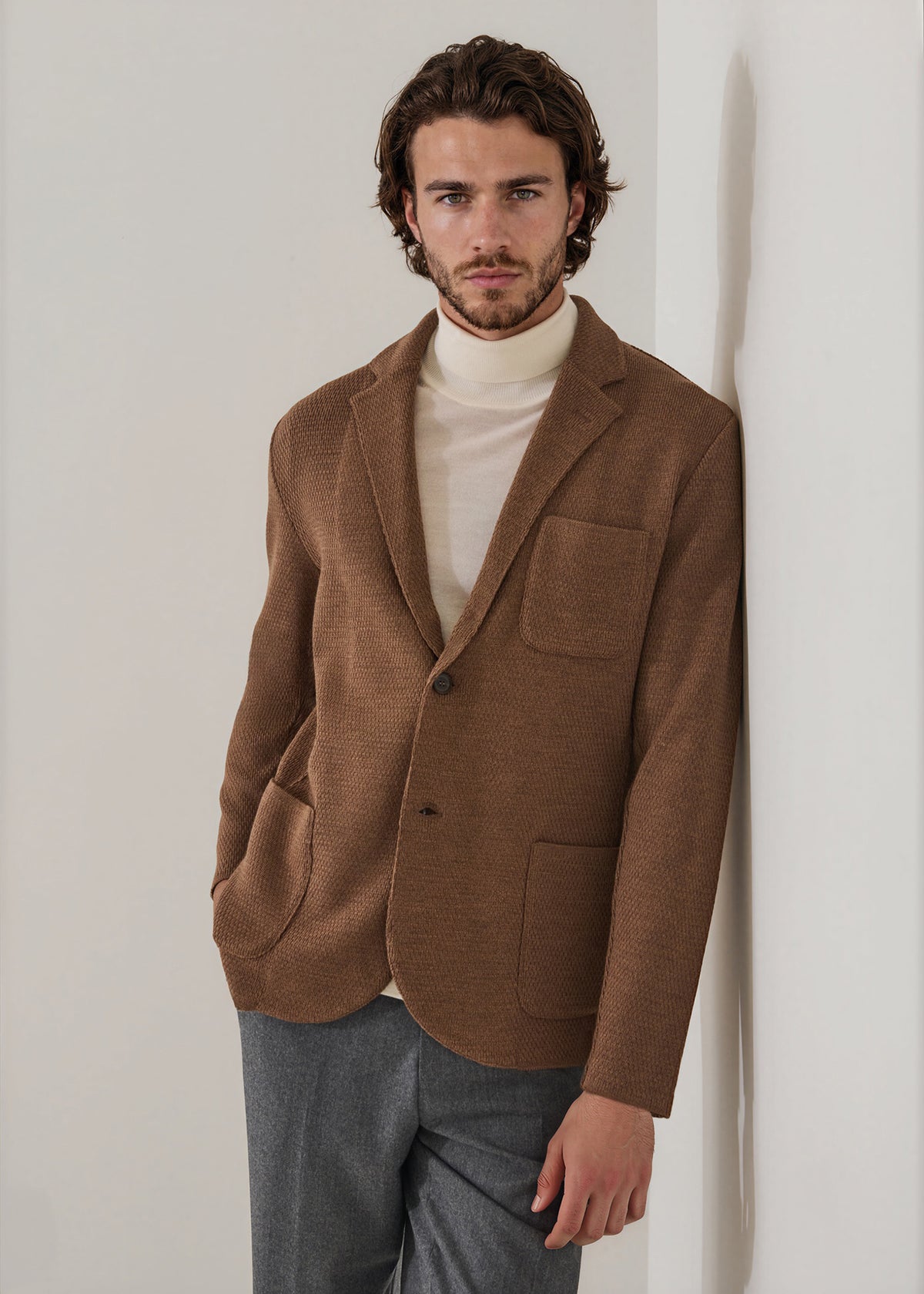Merino Honeycomb Stitch Two Button Blazer - PATRICK ASSARAF