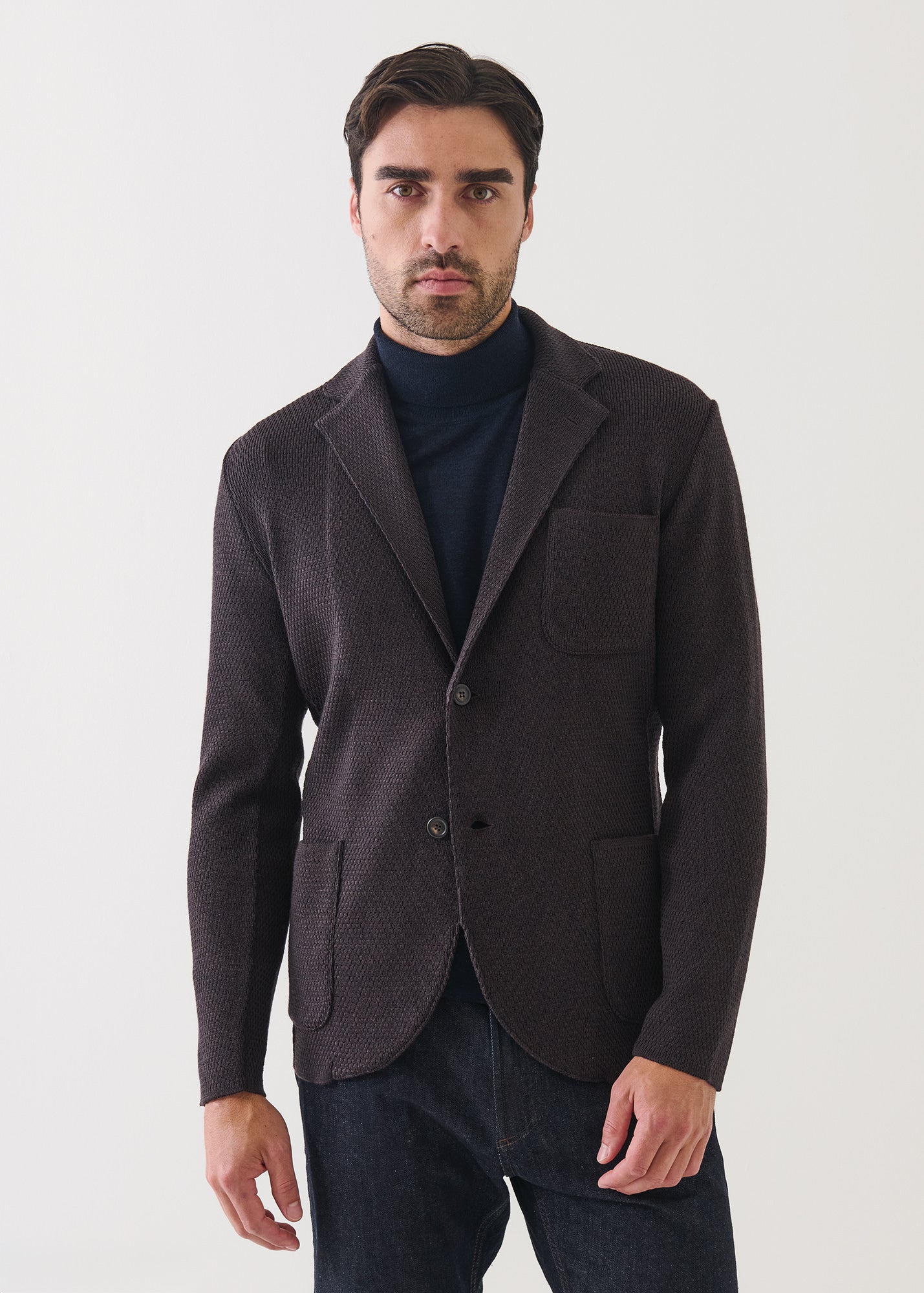 Merino Honeycomb Stitch Two Button Blazer