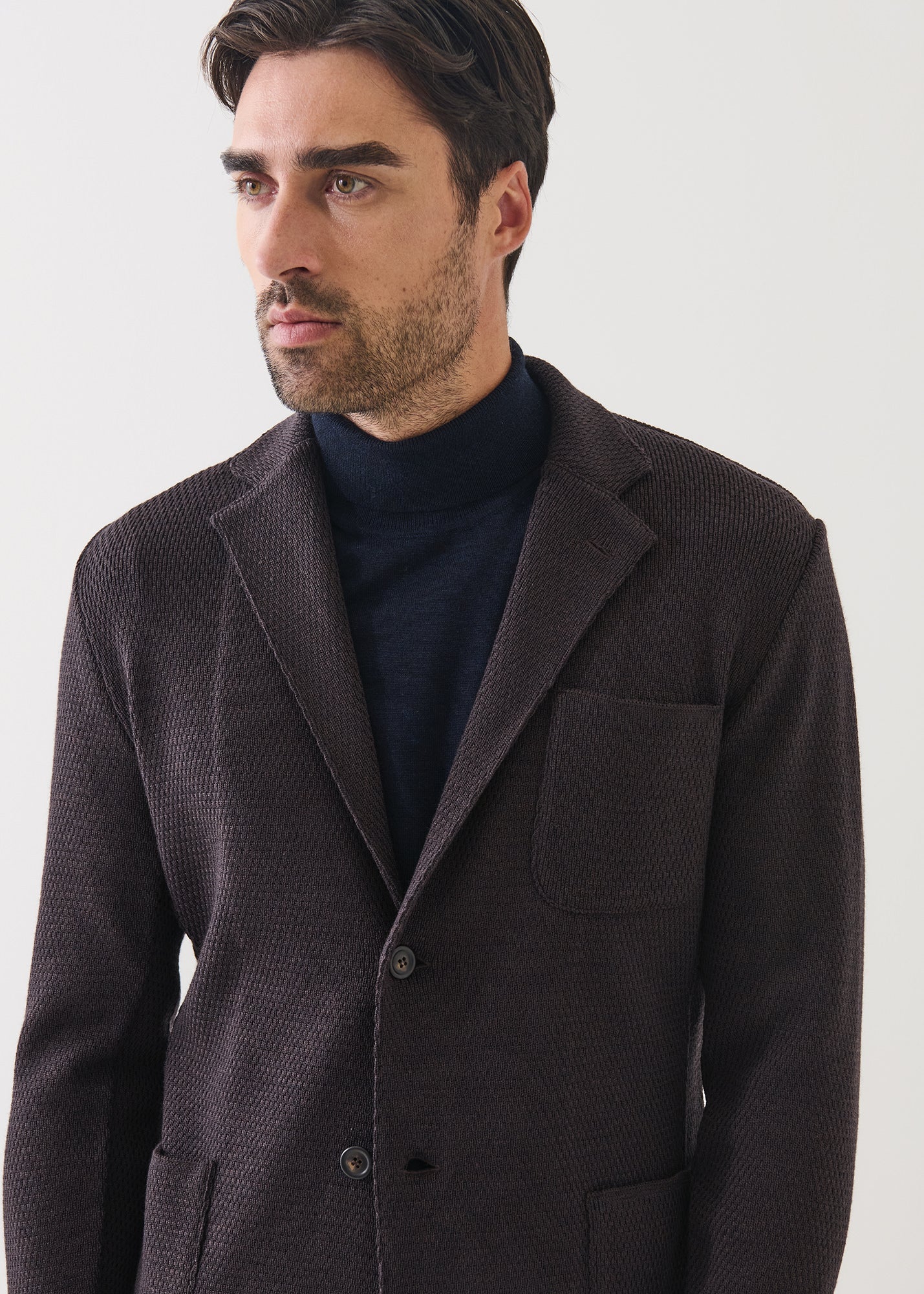 Merino Honeycomb Stitch Two Button Blazer