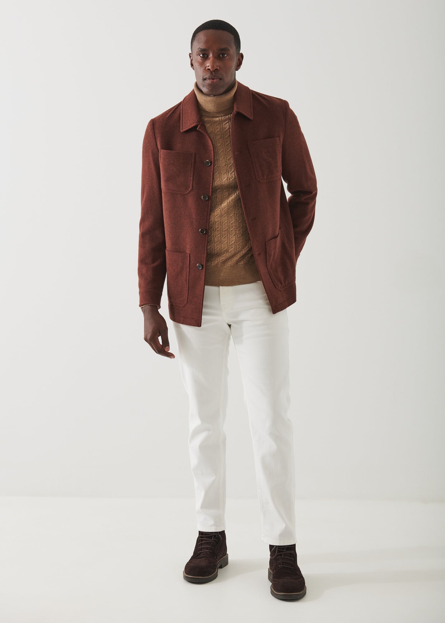 WOOL PATCH POCKET SHIRT JACKET | PATRICK ASSARAF.
