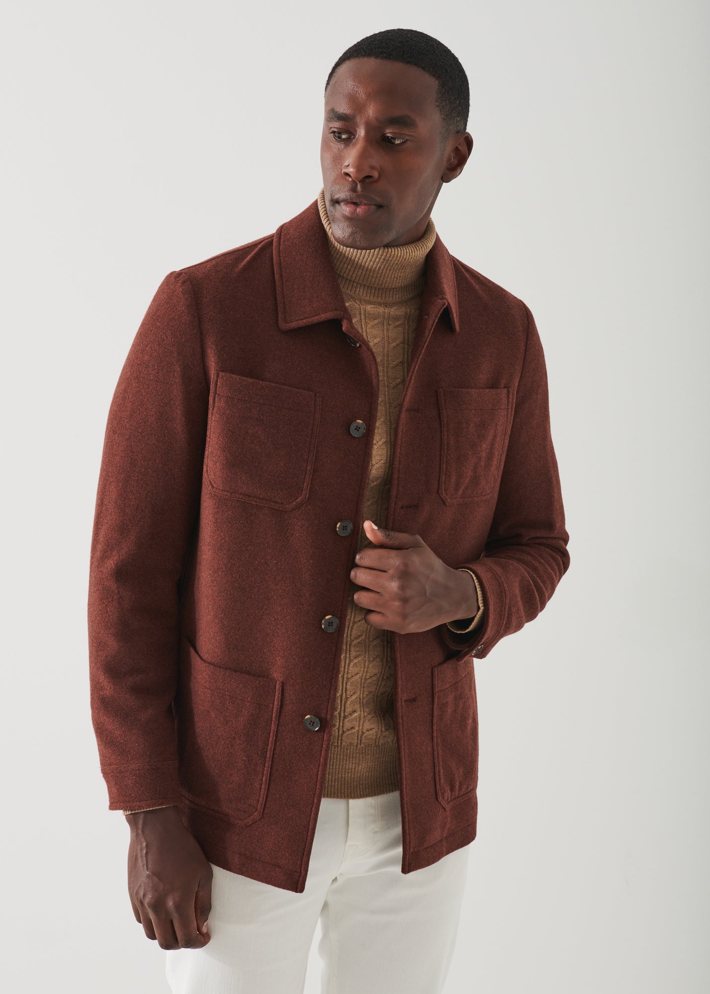 WOOL PATCH POCKET SHIRT JACKET | PATRICK ASSARAF.