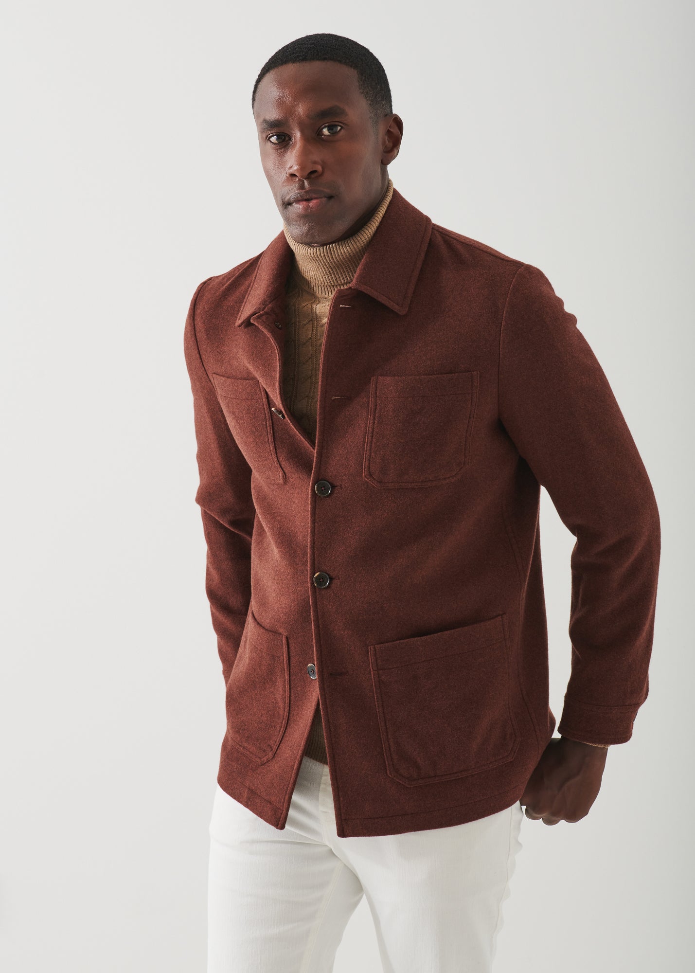 WOOL PATCH POCKET SHIRT JACKET | PATRICK ASSARAF.