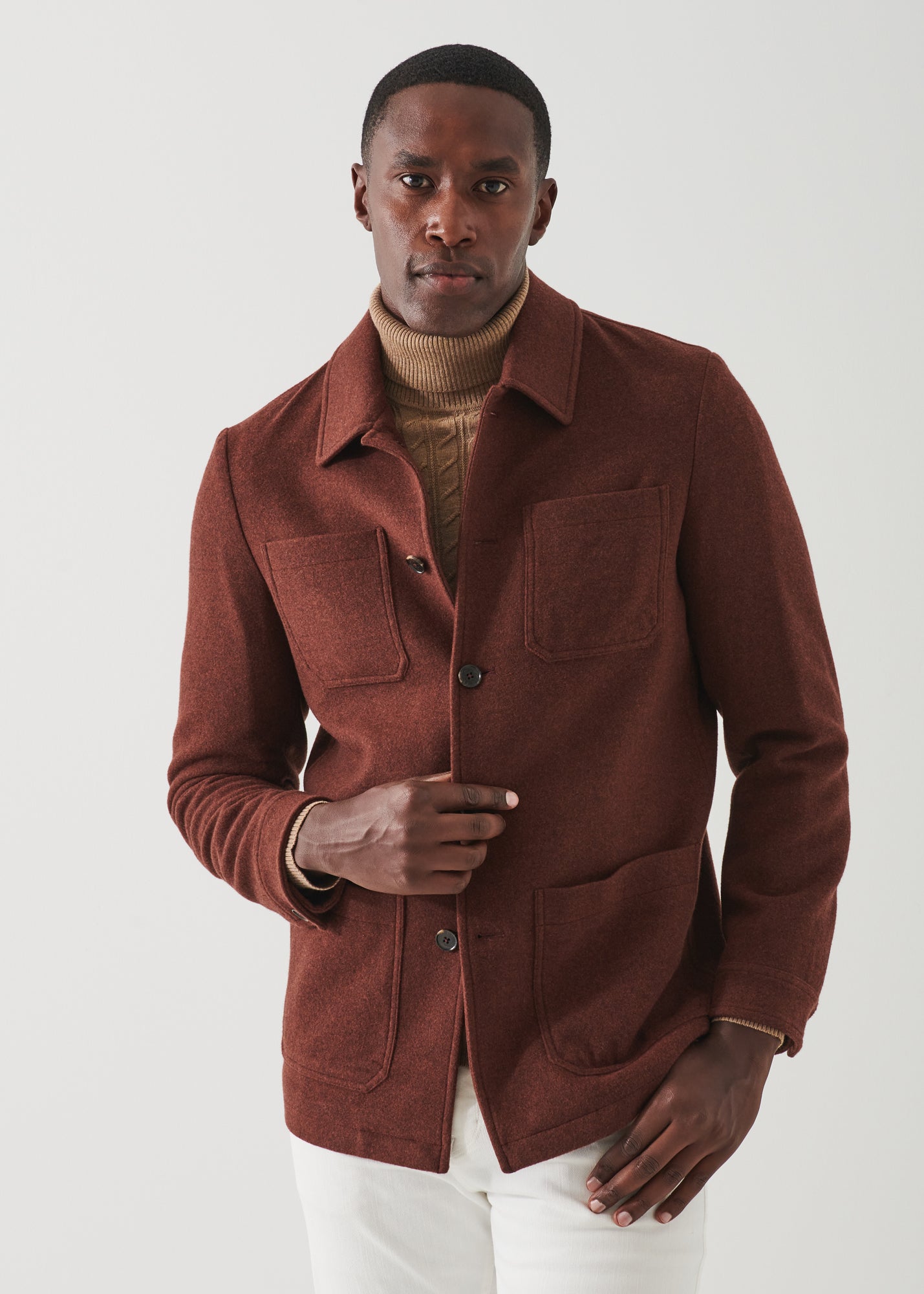 WOOL PATCH POCKET SHIRT JACKET | PATRICK ASSARAF.