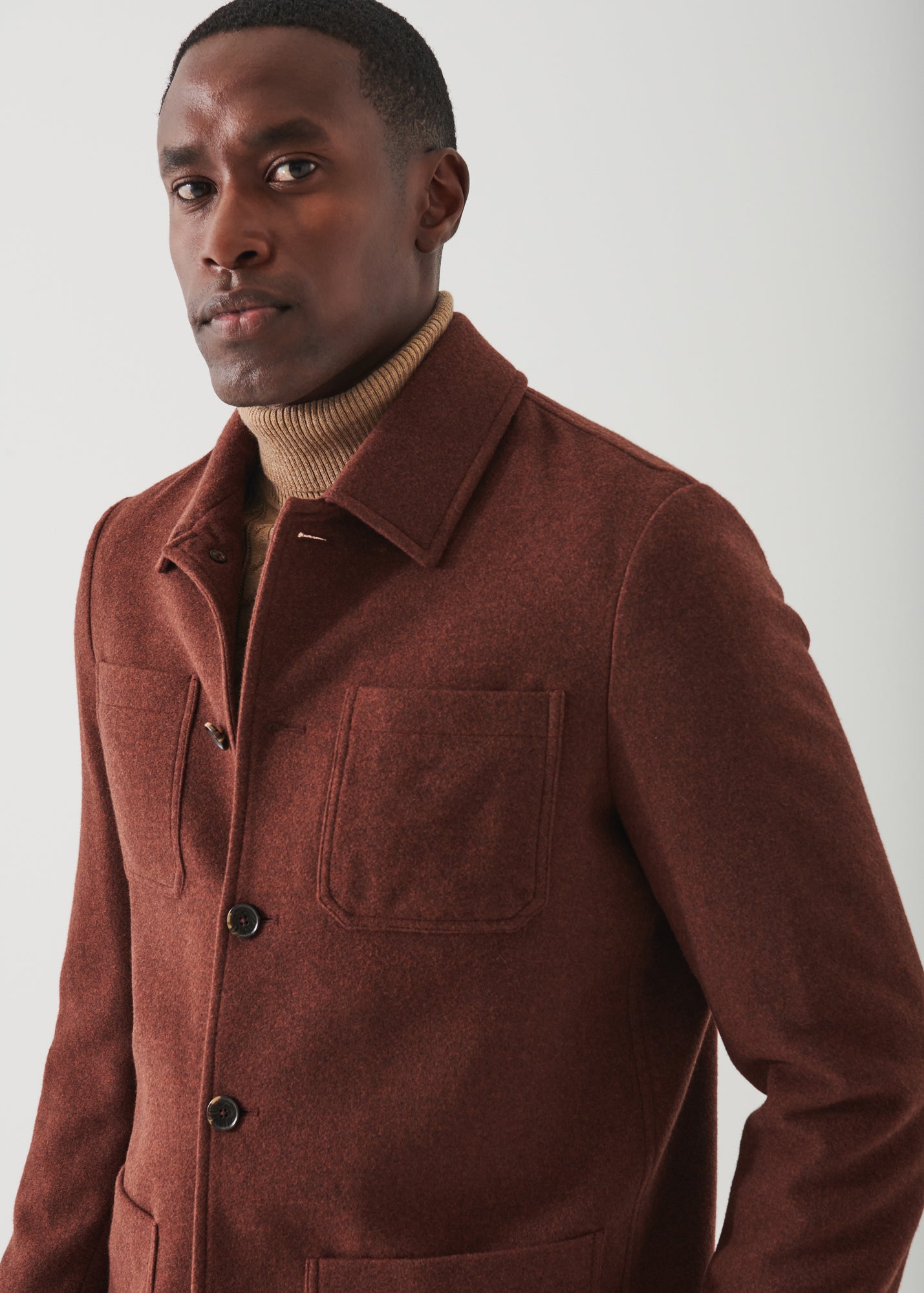 WOOL PATCH POCKET SHIRT JACKET | PATRICK ASSARAF.