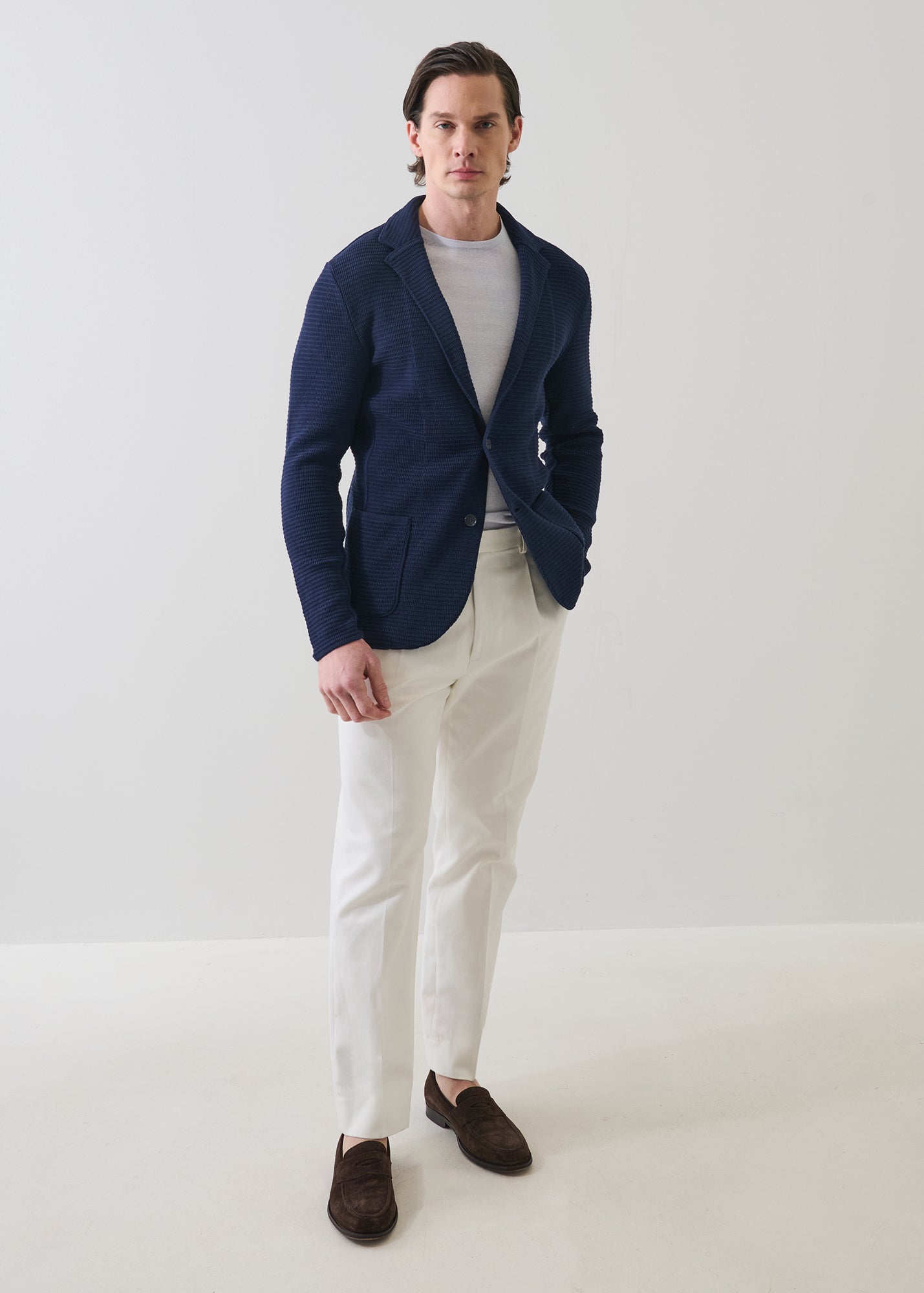 Cotton Grid-Check Knit Blazer - PATRICK ASSARAF